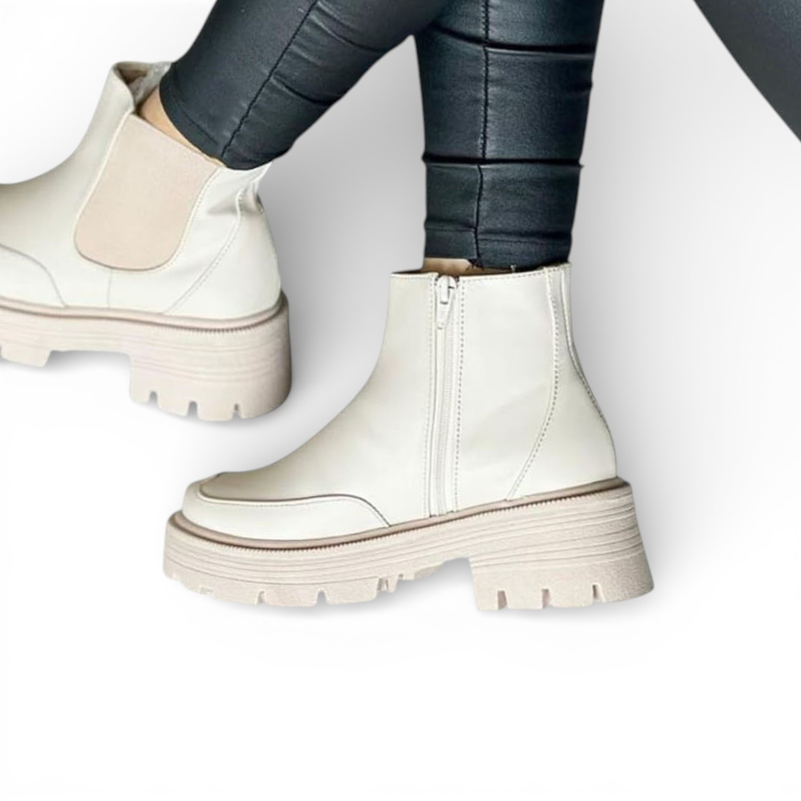 BOTA MUJER DOS EN UNO 1299-69 COLOR HUESO - 1