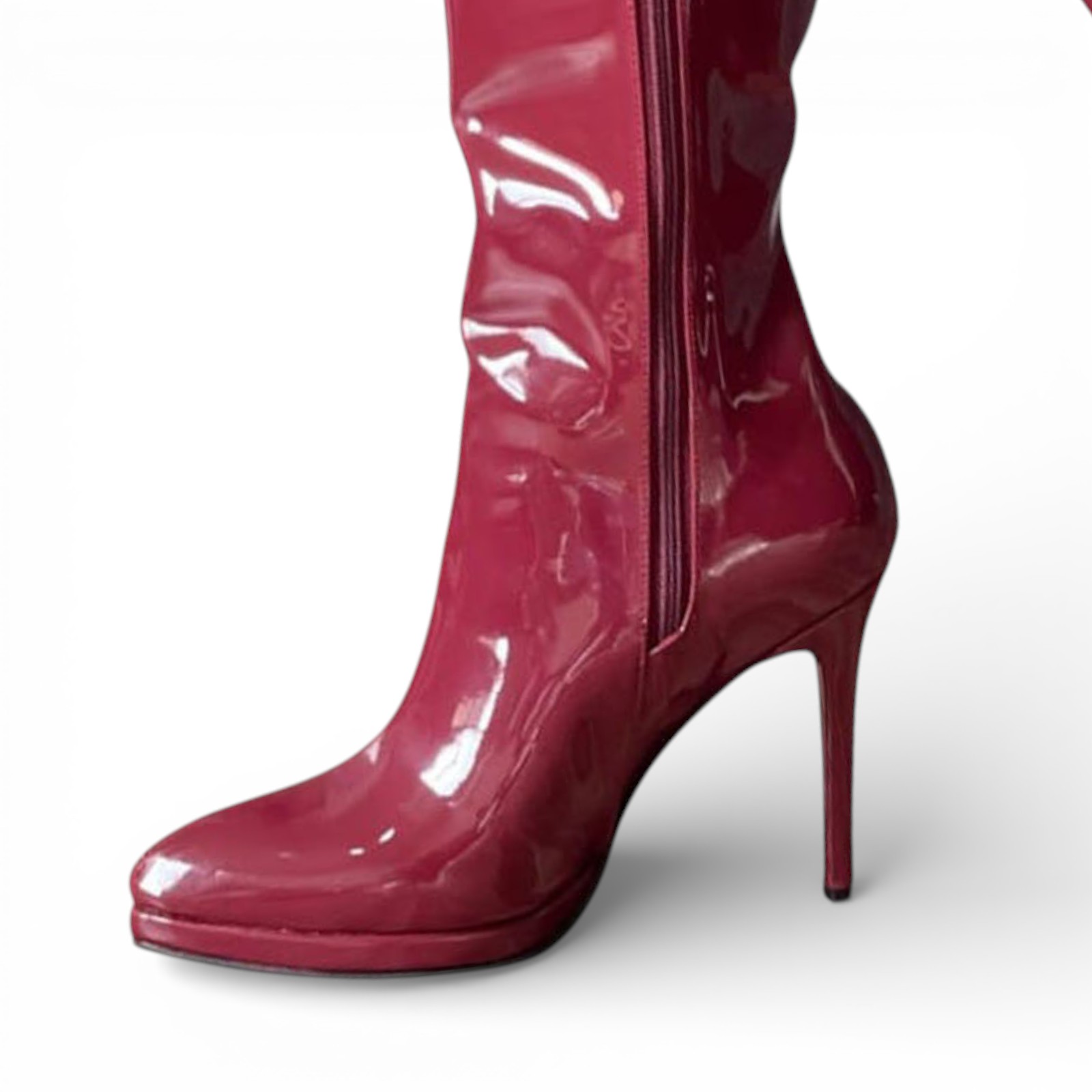 BOTAS LEONA 1299 - 95 CHAROL TACO AGUJA #9 PLATAFORMA COLOR VINO - 1