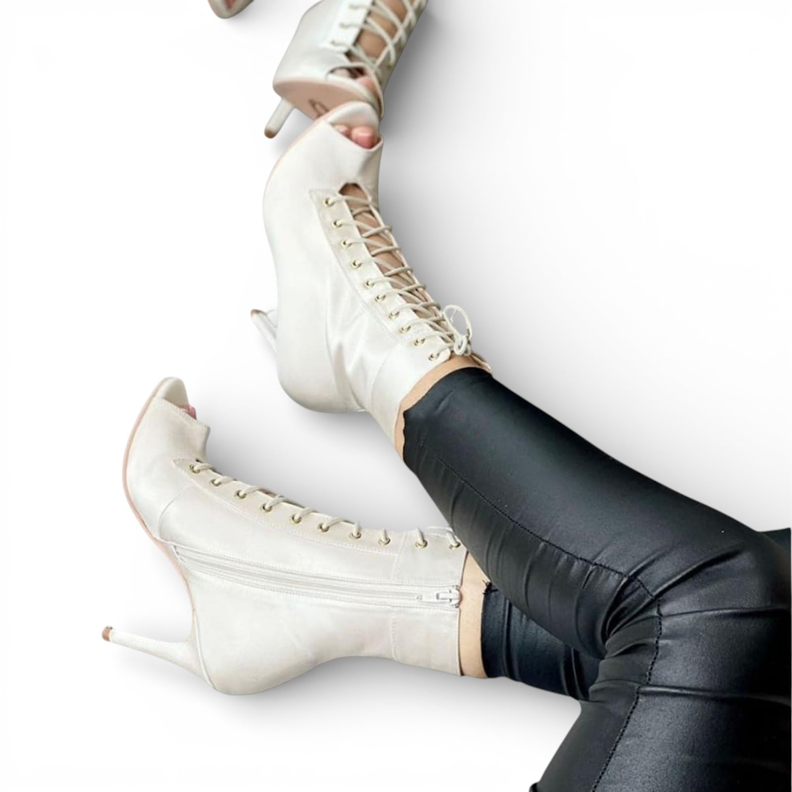 BOTIN MUJER HELLS PARA BAILE 1299-85 SATINADO TACO 9 COLOR BLANCO - 2