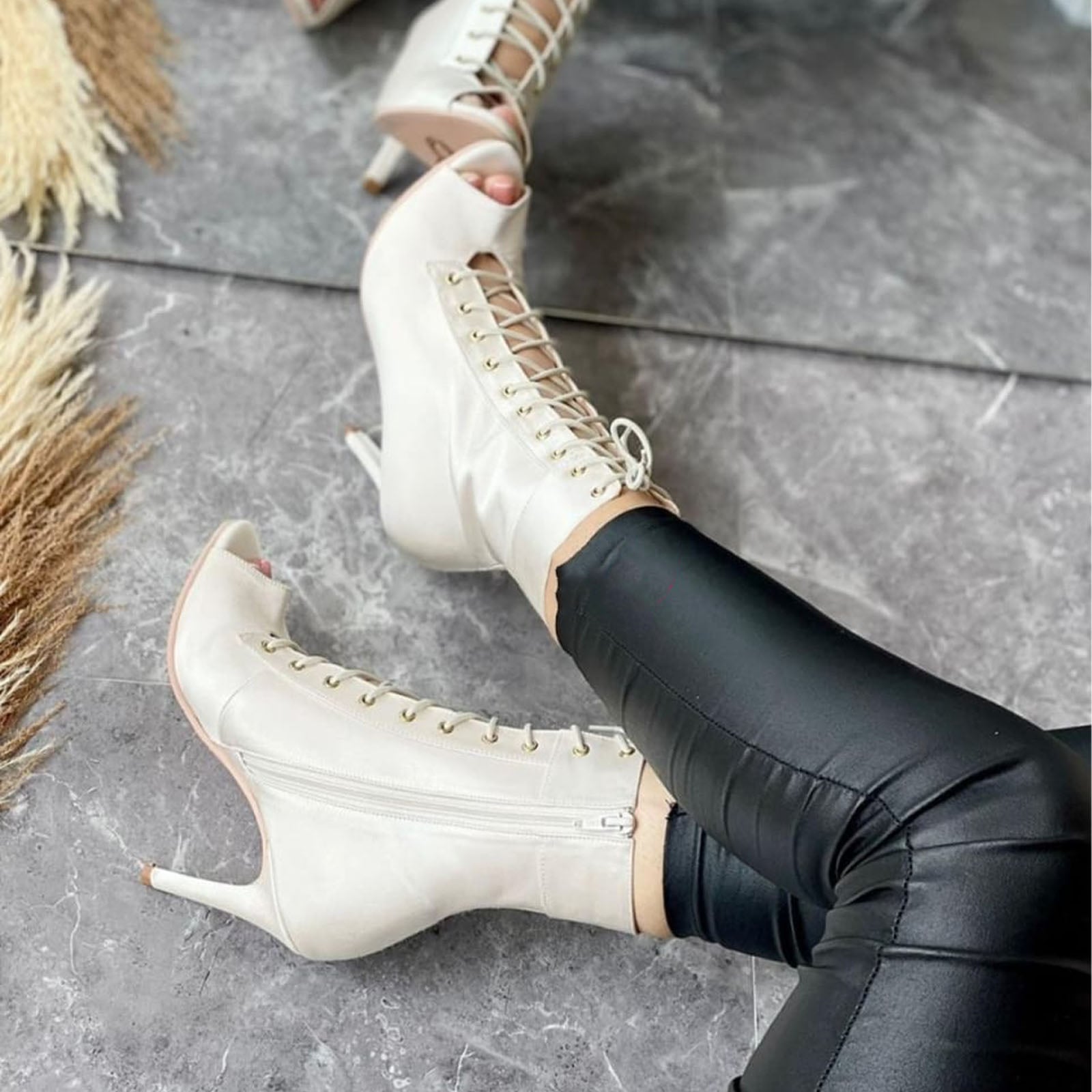 BOTIN MUJER HELLS PARA BAILE 1299-85 SATINADO TACO 9 COLOR BLANCO - 3