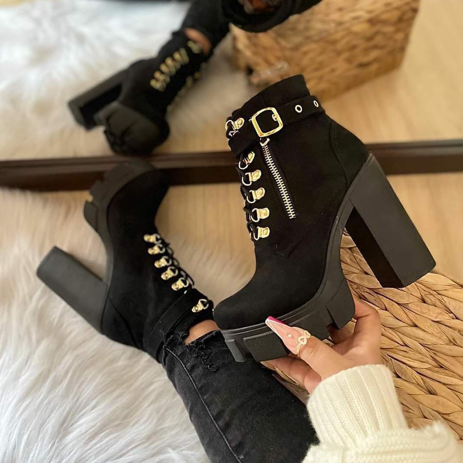 BOTIN MUJER TACO 12 DOBLE USO 2086L-70 COLOR NEGRO - 2