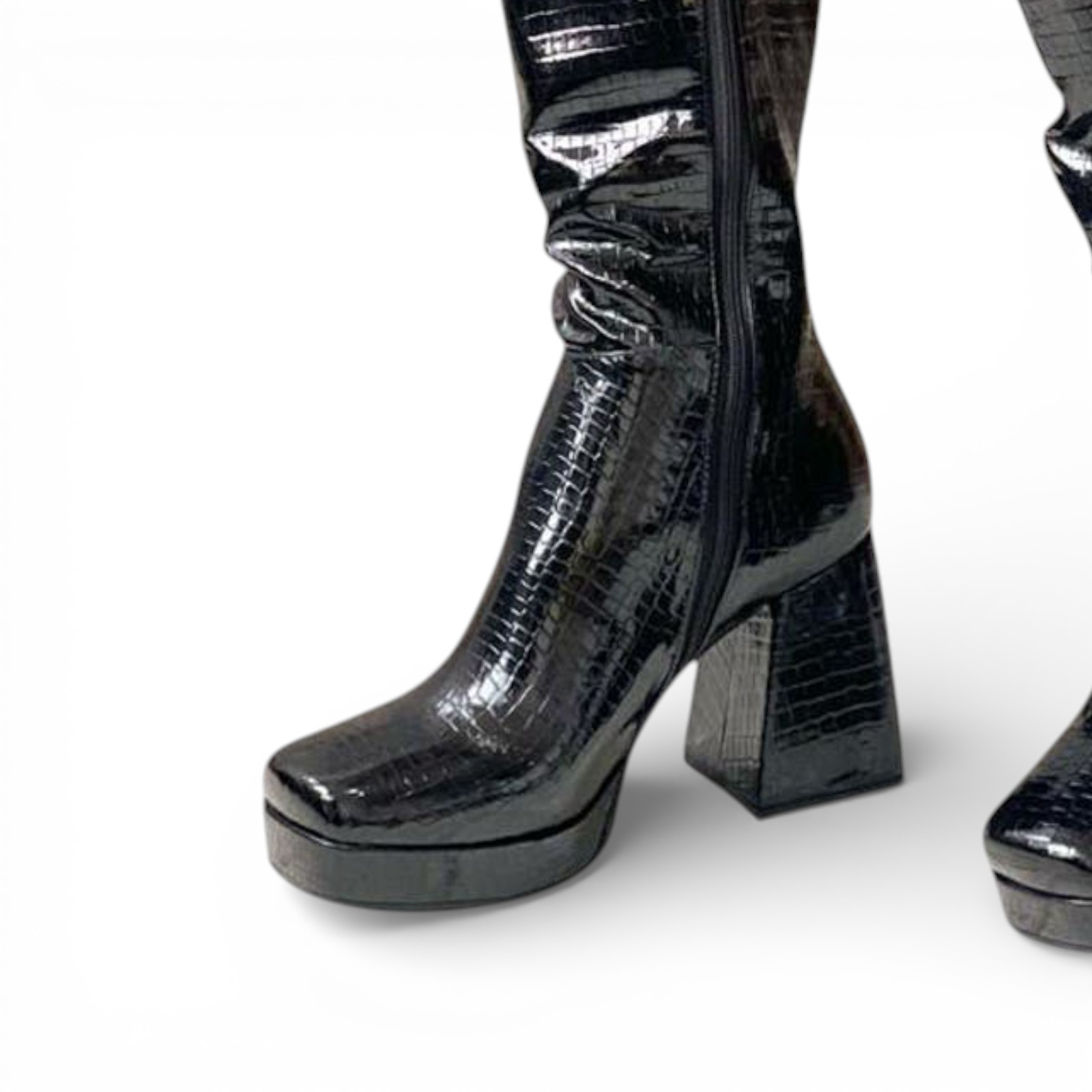 BOTA MUJER KIM ALTO LABRADO 1299-85 TACO #7 COLOR NEGRO - 1
