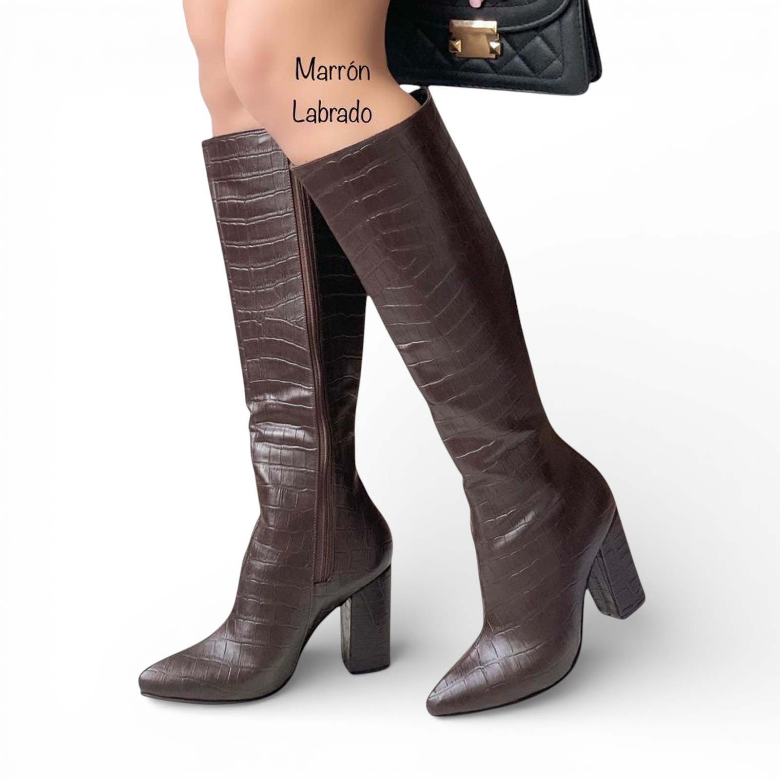 BOTA MUJER LABRADO TACO #9 1299-95 COLOR MARRON - 1