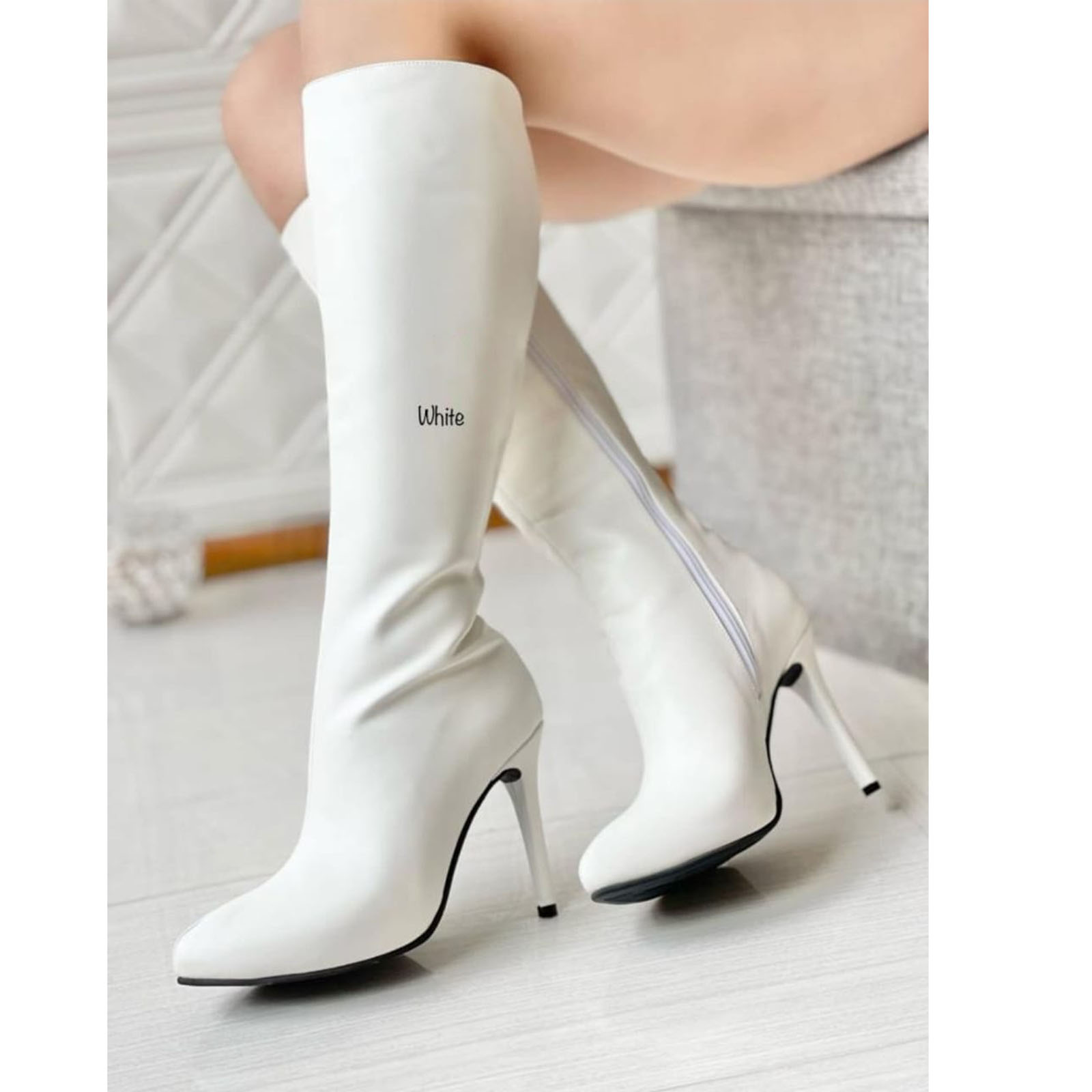 BOTAS LEONA 1299 - 95 TACO AGUJA #9 COLOR BLANCO - 3
