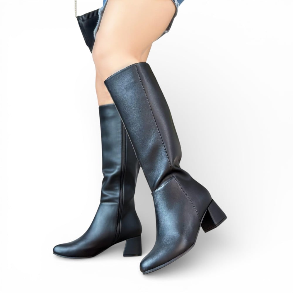BOTA MUJER CLASICA CAÑA ALTA TACO 5 2086-75 COLOR NEGRO - 1