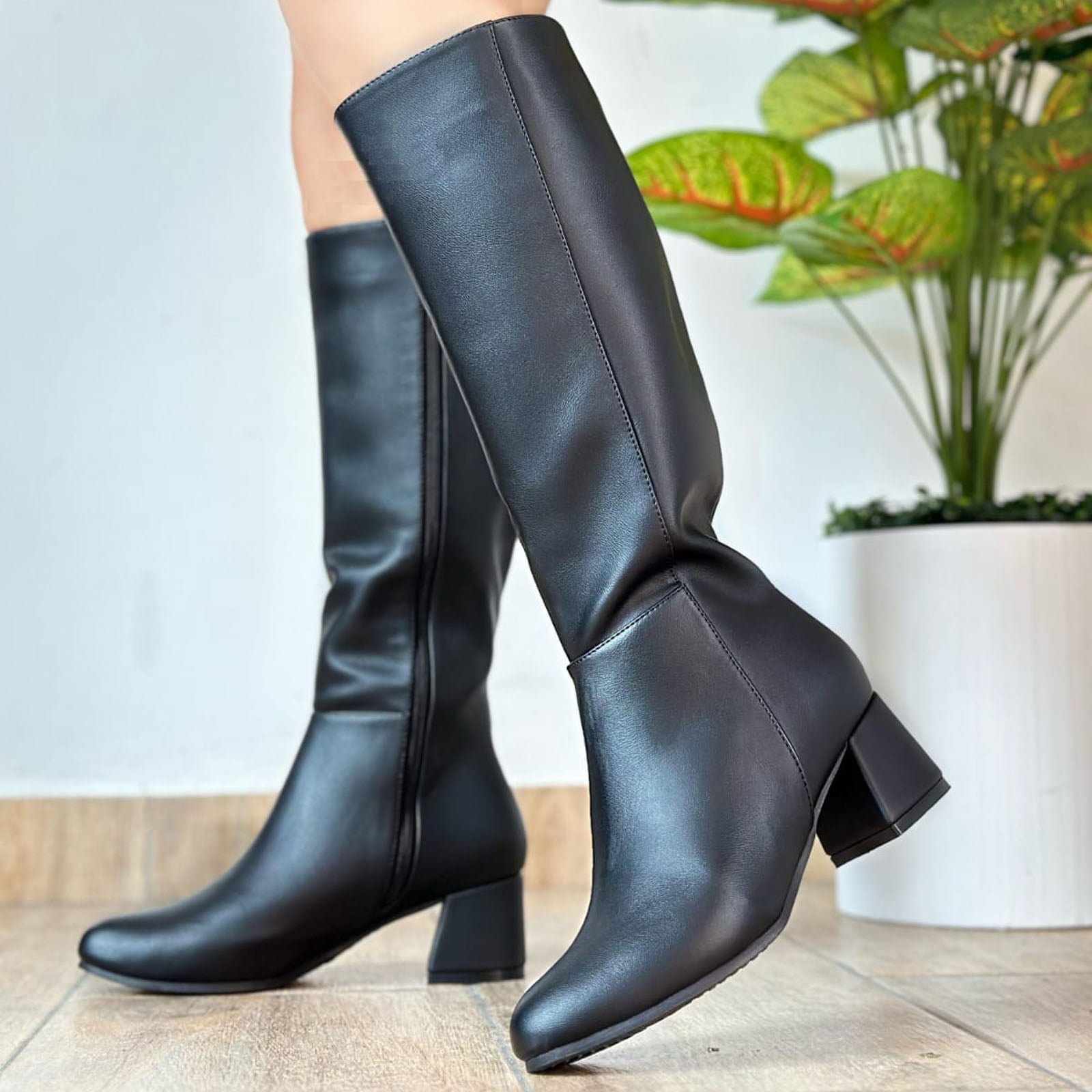 BOTA MUJER CLASICA CAÑA ALTA TACO 5 2086-75 COLOR NEGRO - 2
