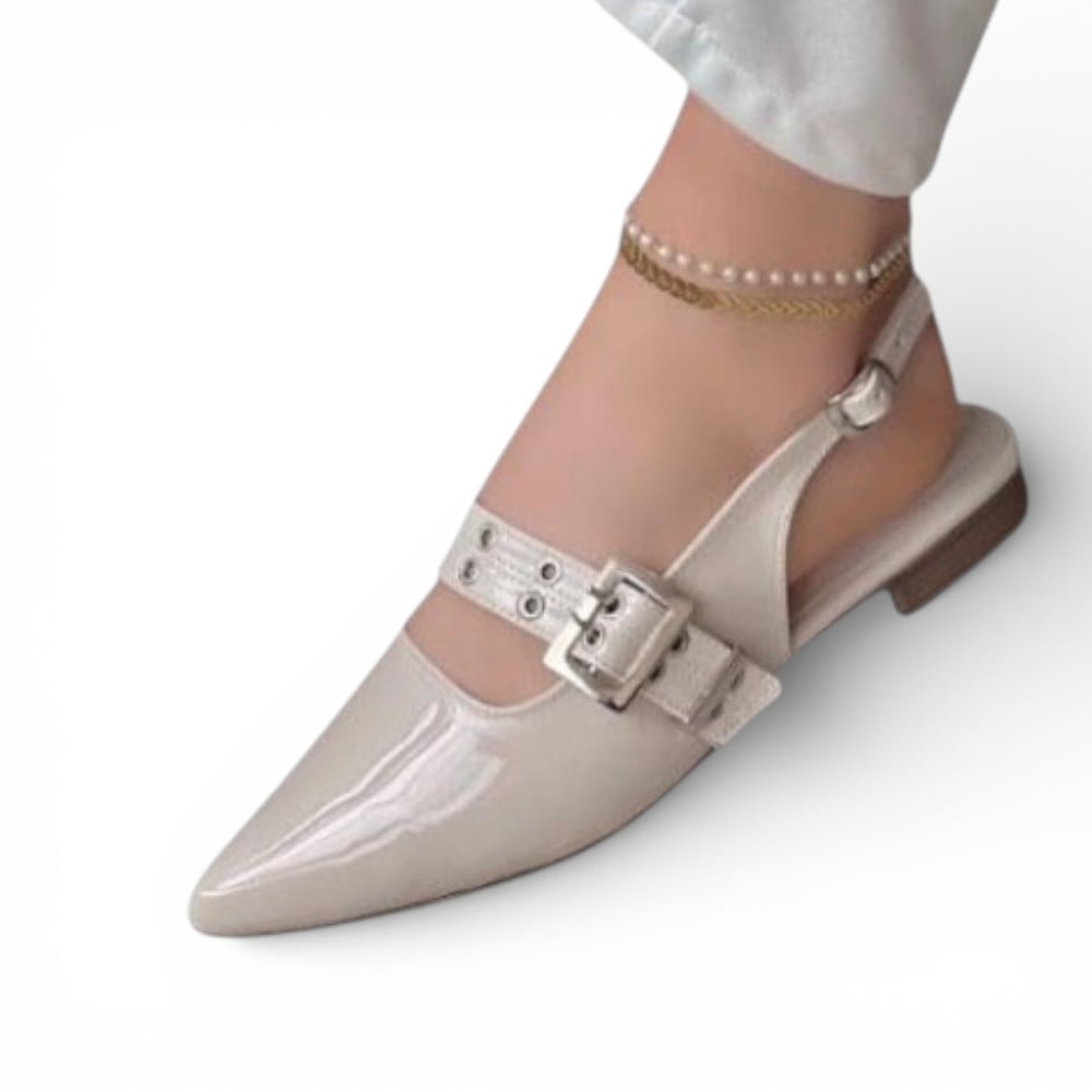 BALLERINA MUJER COCO-40 TACO 2 CHAROL ANTITRANSPIRANTE COLOR BEIGE HUESO - 2