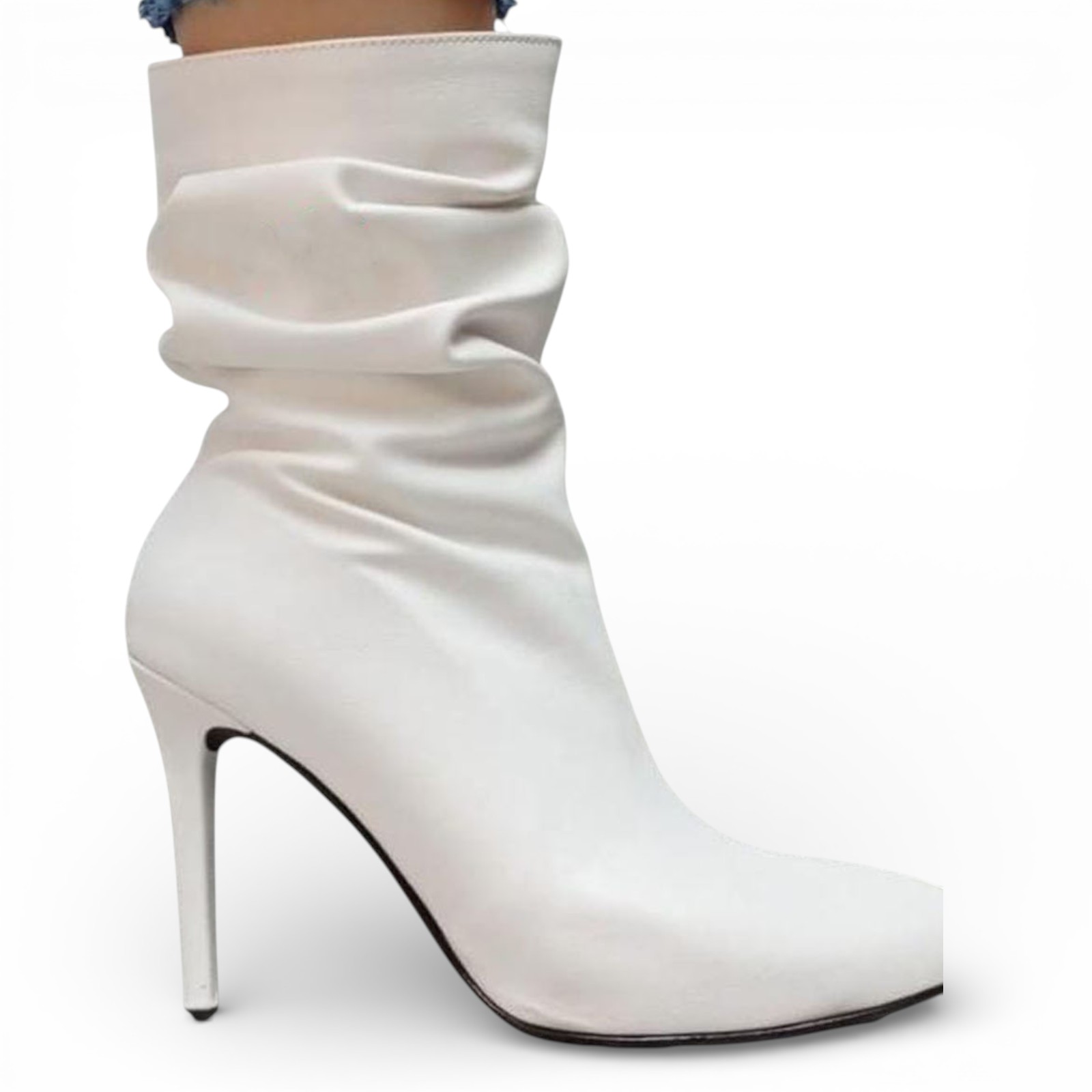BOTIN MUJER CORRUGADO 1299 - 68 AGUJA TACO #9 COLOR BLANCO - 1