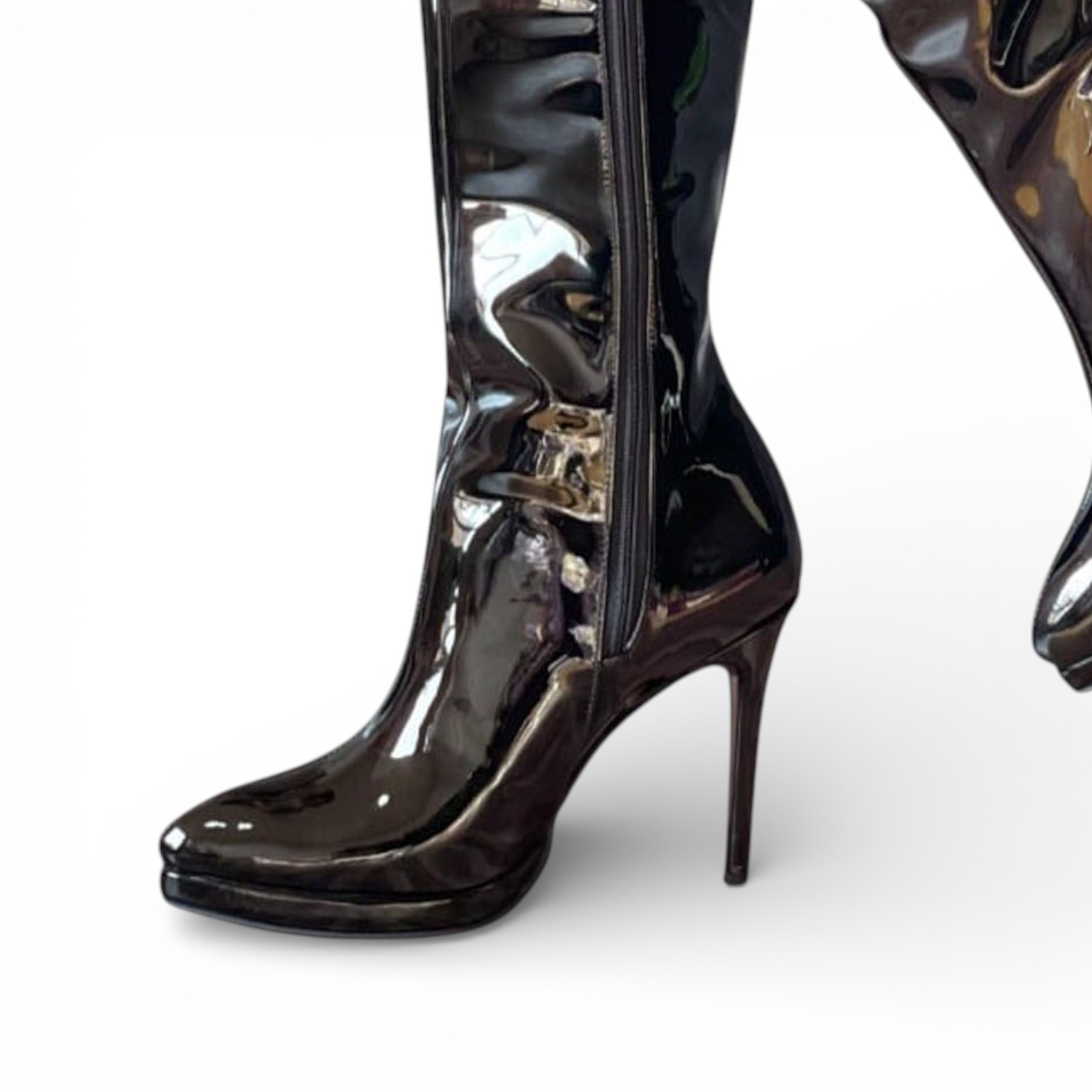 BOTAS LEONA 1299 - 95 CHAROL TACO AGUJA #9 PLATAFORMA COLOR NEGRO - 1