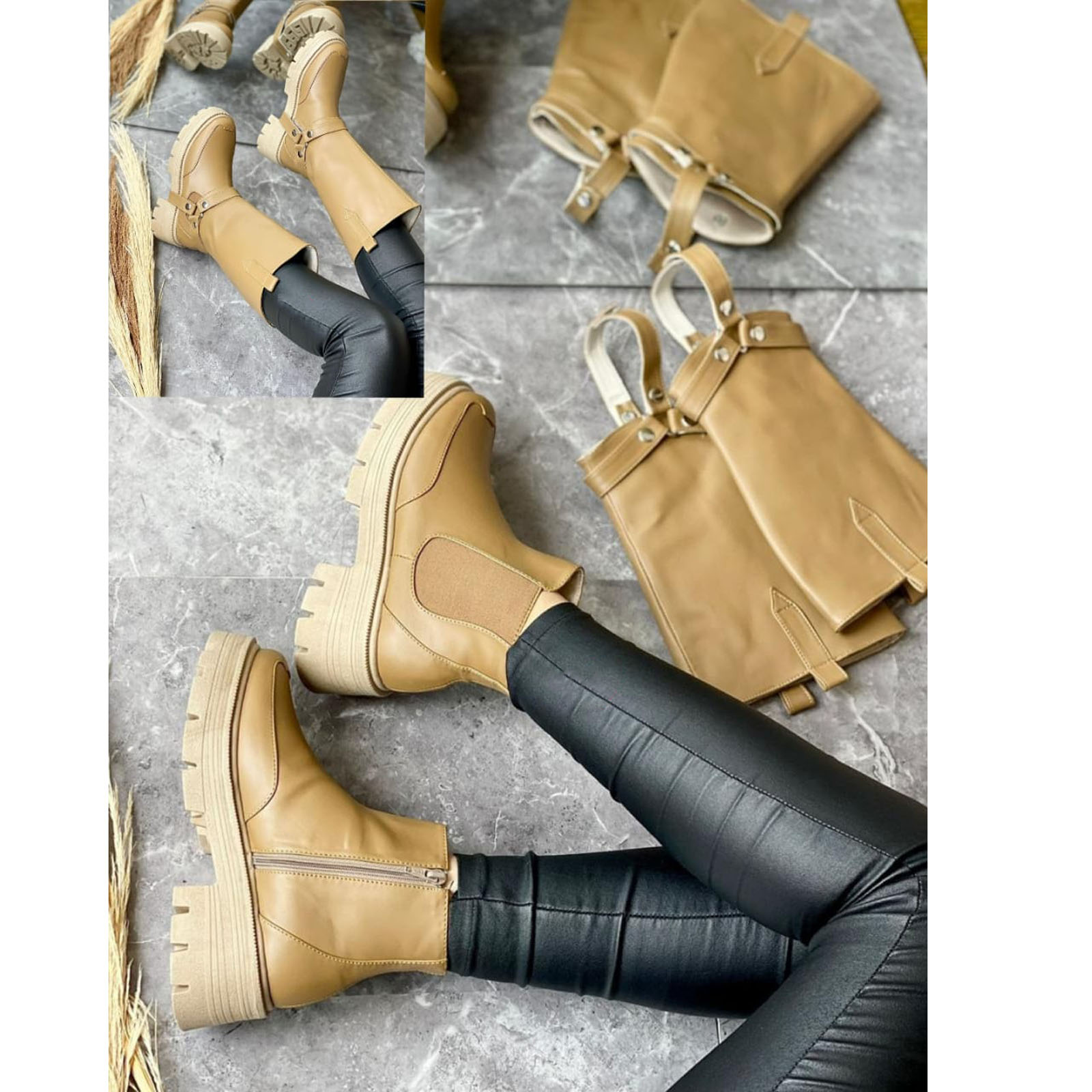 BOTA MUJER DOS EN UNO 1299-69 COLOR CARAMELO - 3
