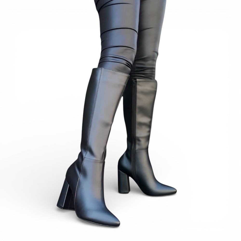 BOTA MUJER CLASICA CAÑA ALTA TACO 9 2086-75 COLOR NEGRO - 1