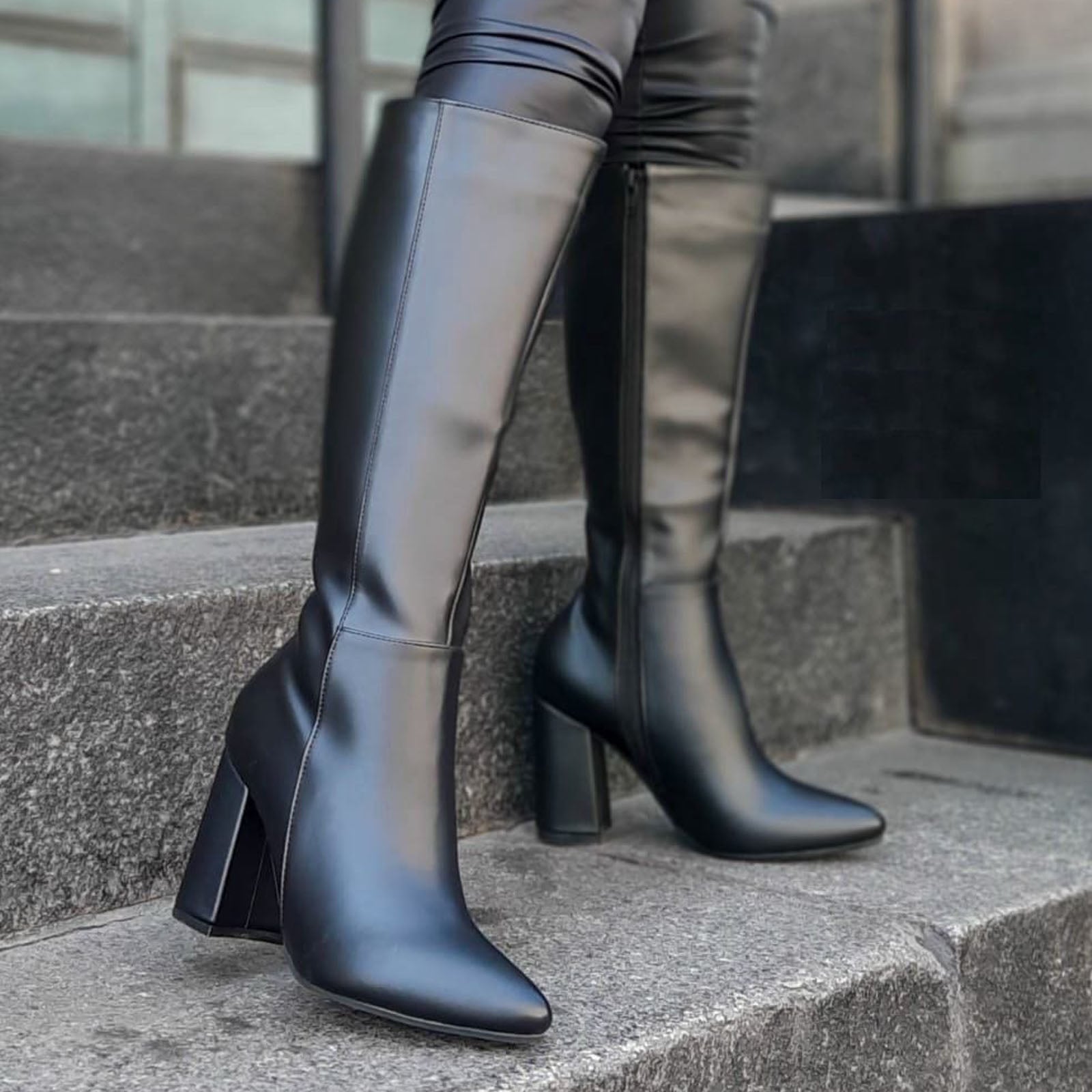BOTA MUJER CLASICA CAÑA ALTA TACO 9 2086-75 COLOR NEGRO - 2