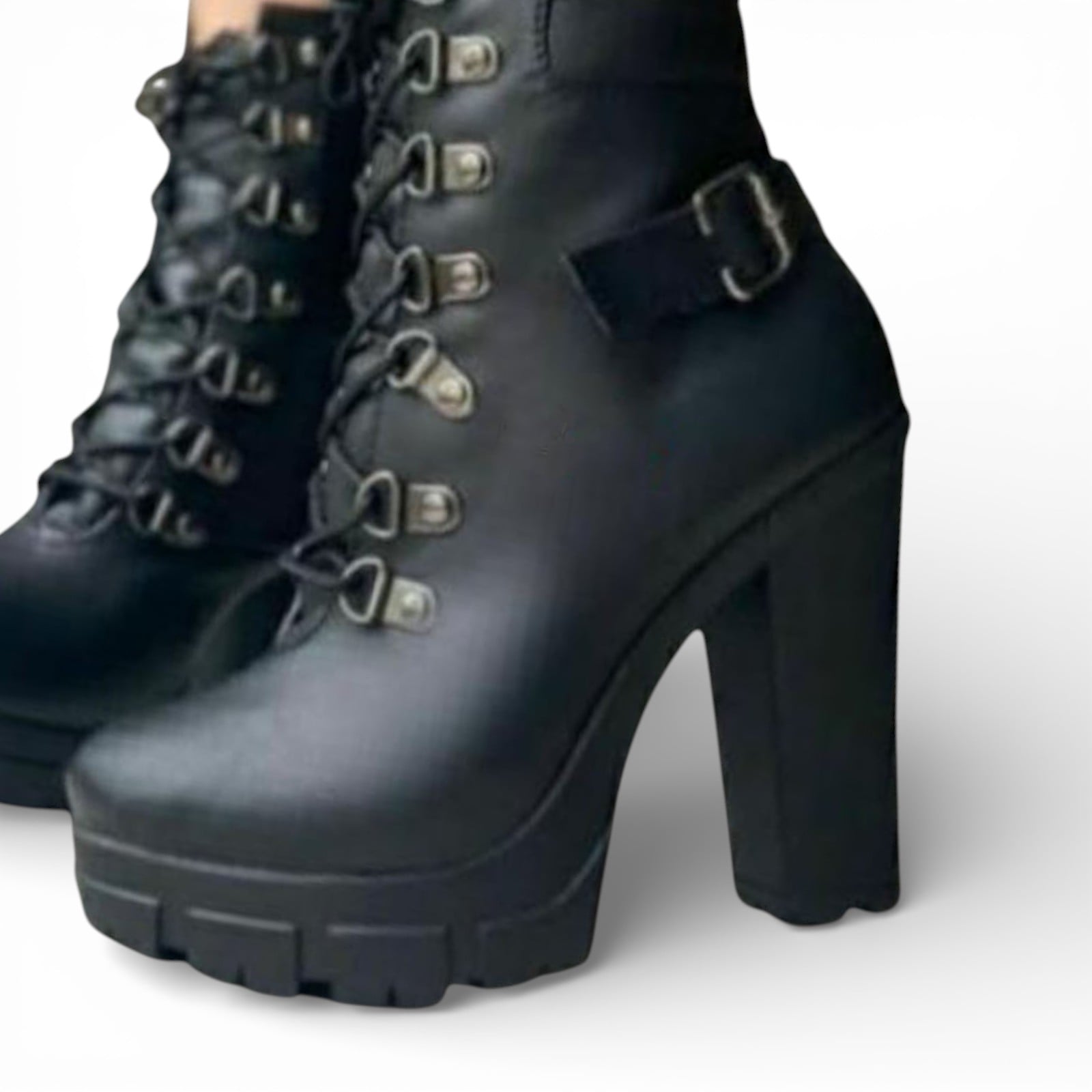 BOTIN MUJER KAMI 1299-75 TACO #9 CON PLATAFORMA #2 COLOR NEGRO - 1