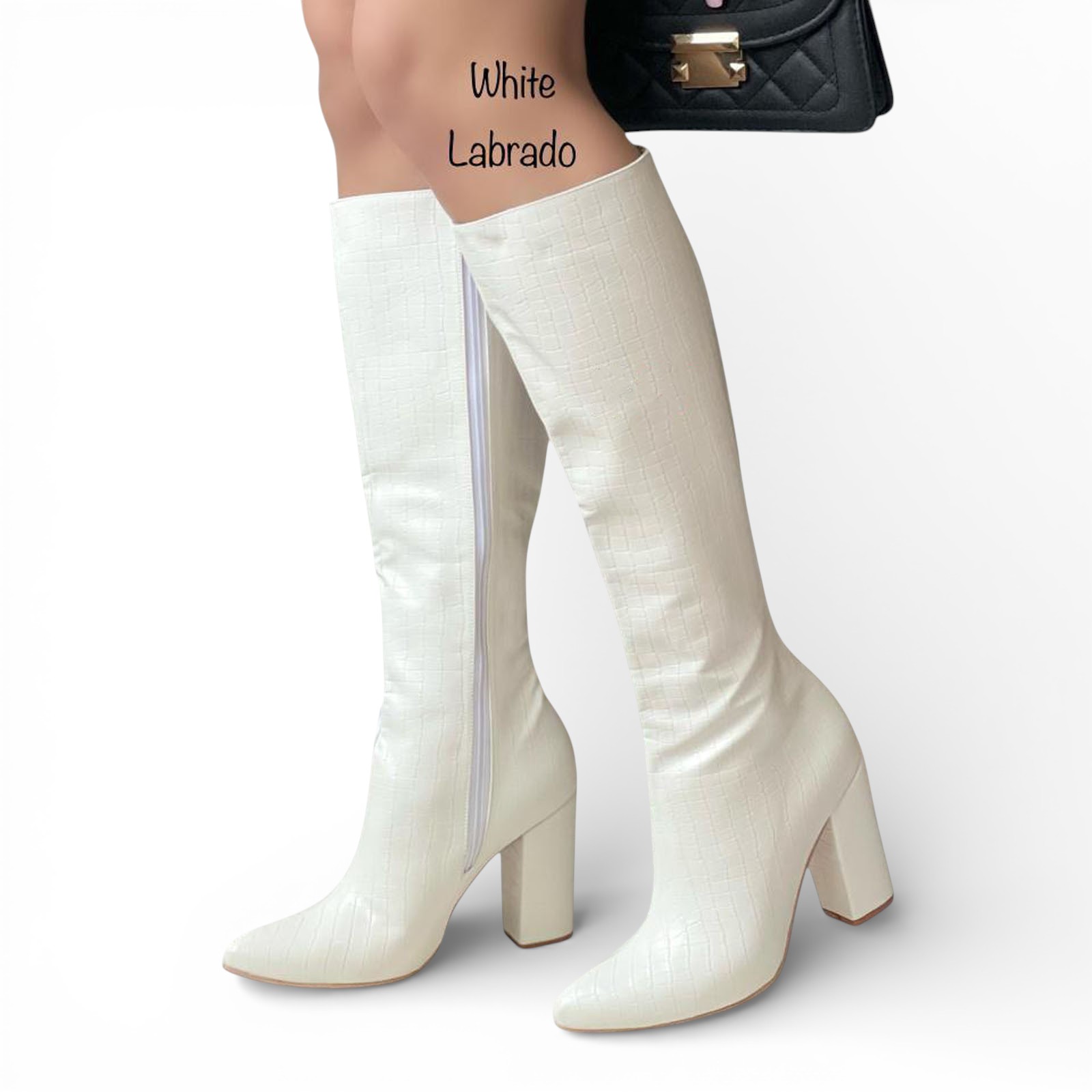 BOTA MUJER LABRADO TACO #9 1299-95 COLOR BLANCO - 1