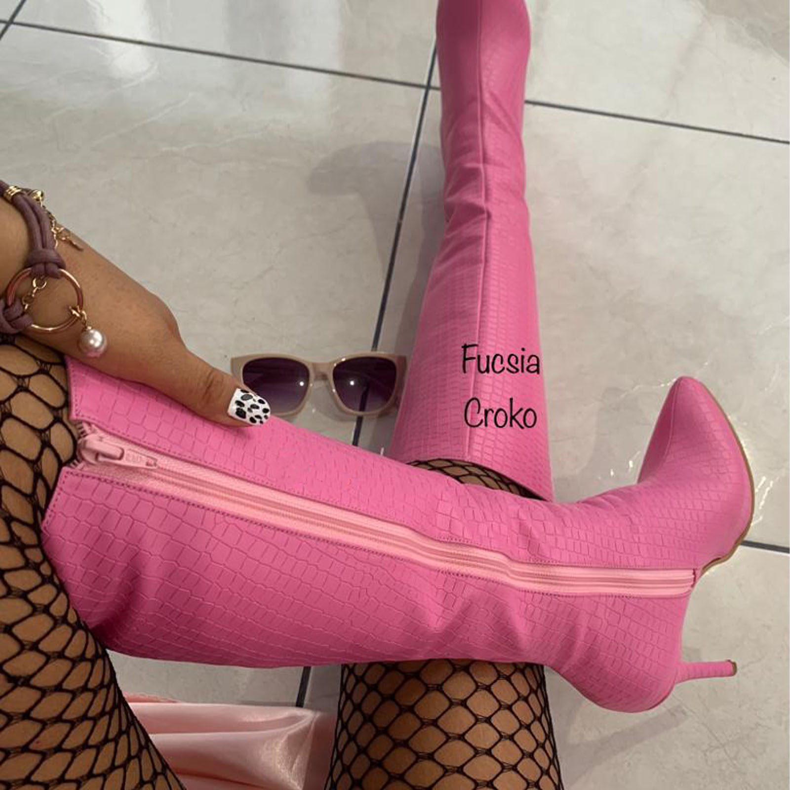 BOTA MUJER LEONA 1299-95 LABRADO TACO AGUJA #9 COLOR FUCSIA - 4