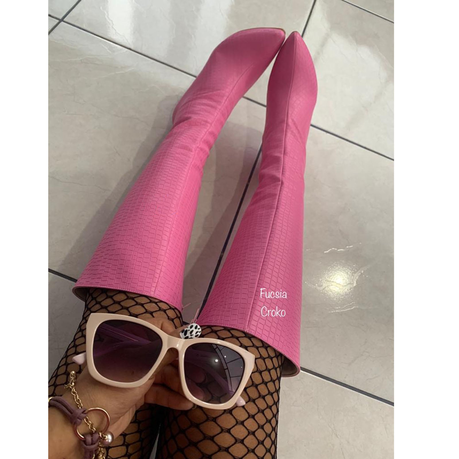 BOTA MUJER LEONA 1299-95 LABRADO TACO AGUJA #9 COLOR FUCSIA - 5