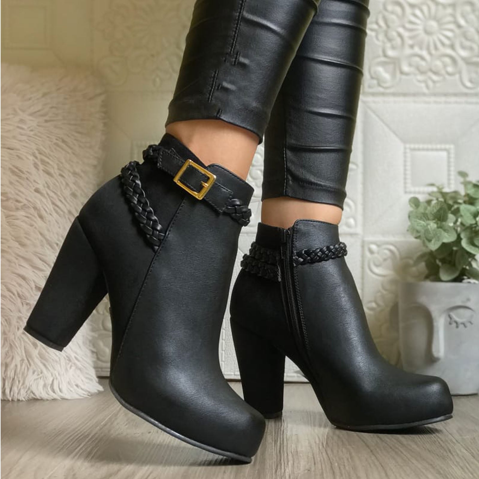 BOTIN MUJER TACO 9 TRENSA 2086L-68 COLOR NEGRO - 2