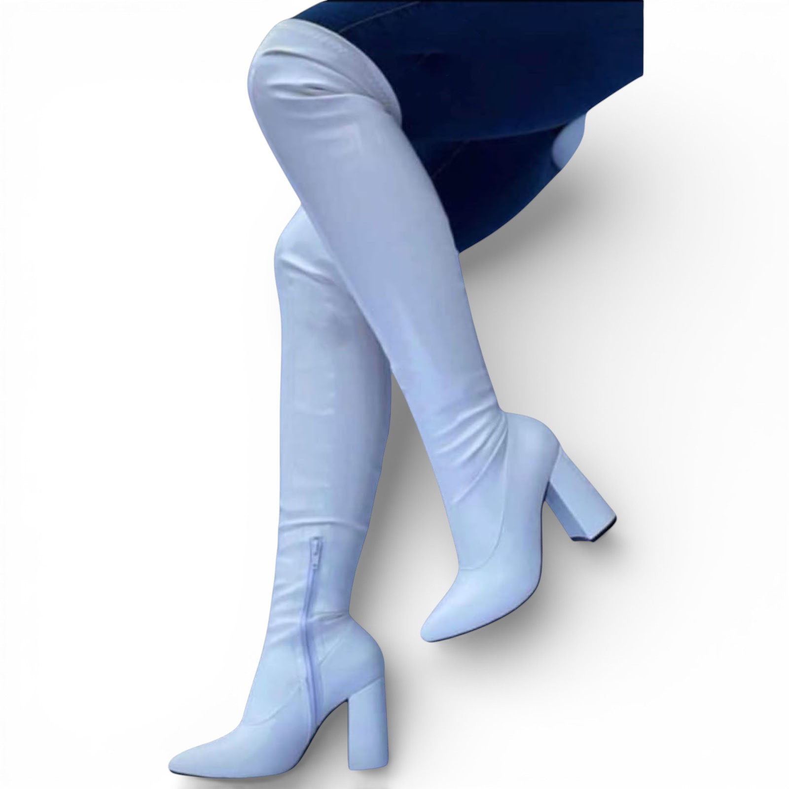 BOTAS MUJER 1299 90 CHAROL STRECH TACO #9 COLOR BLANCO - 2