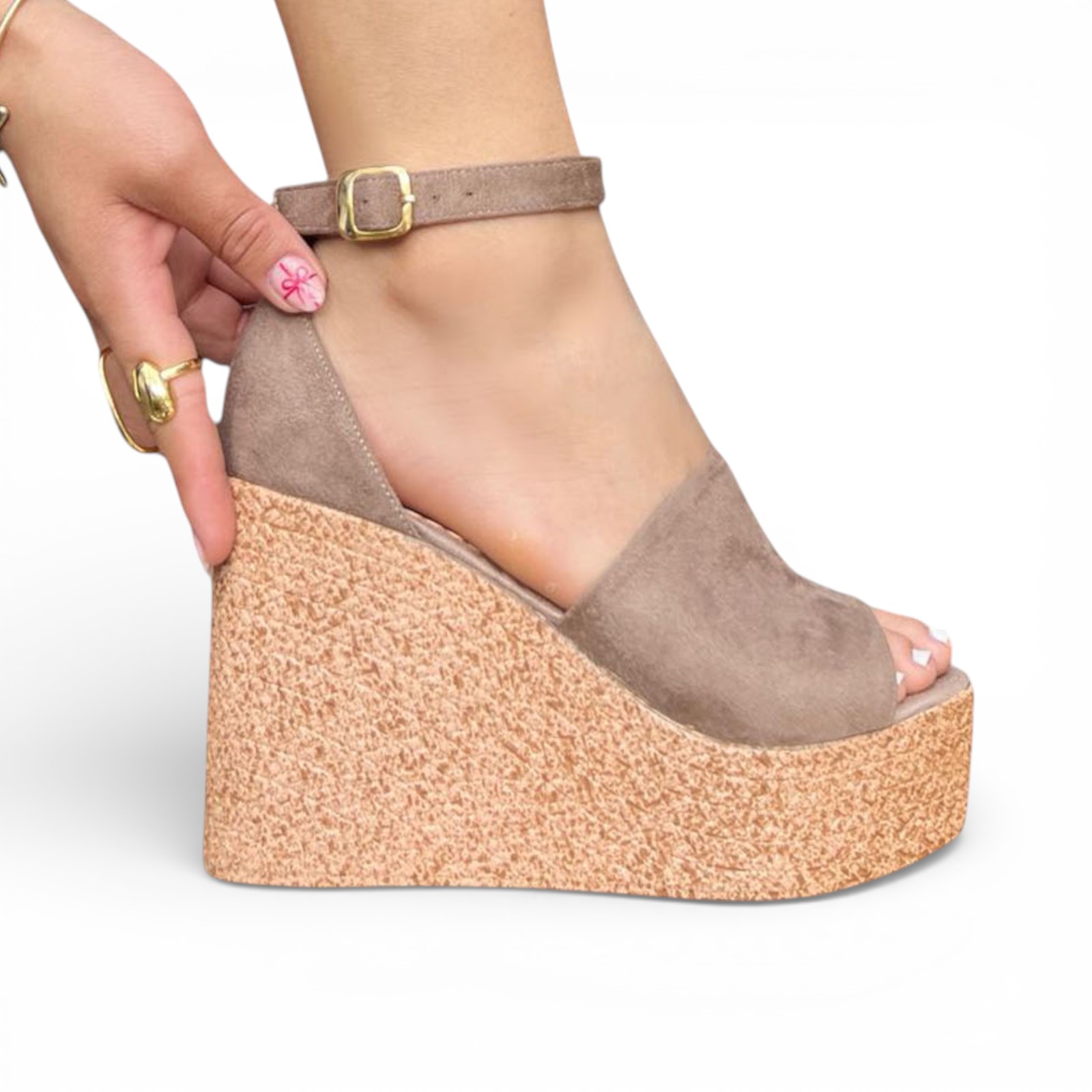 SANDALIA MUJER CUÑA 12 1062L-55 COLOR BEIGE - 1