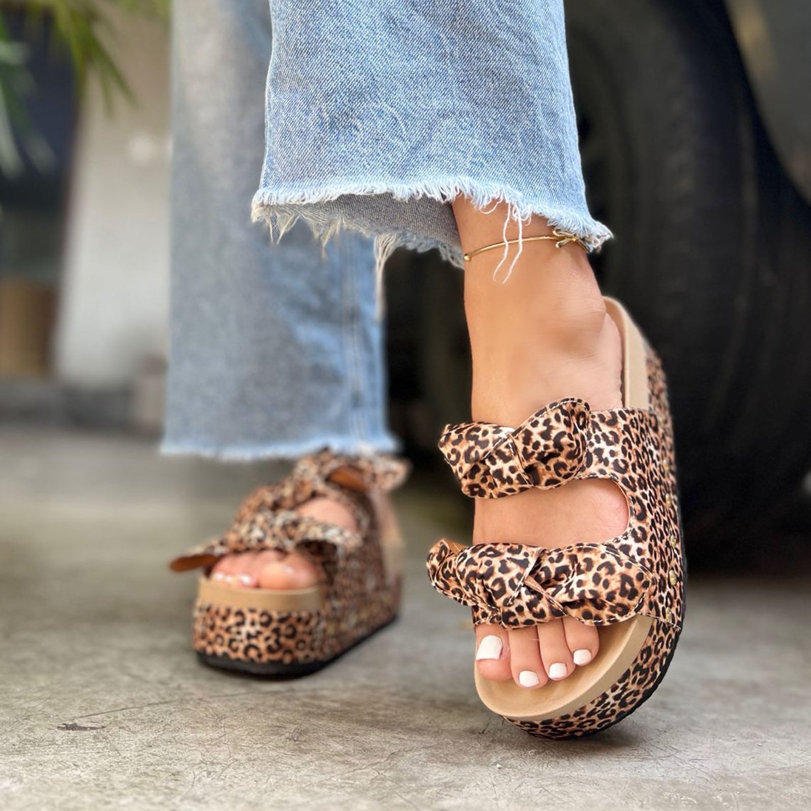 SANDALIA DOBLE MOÑO PLATAFORMA 5 1062L-55 COLOR PRINT - 3