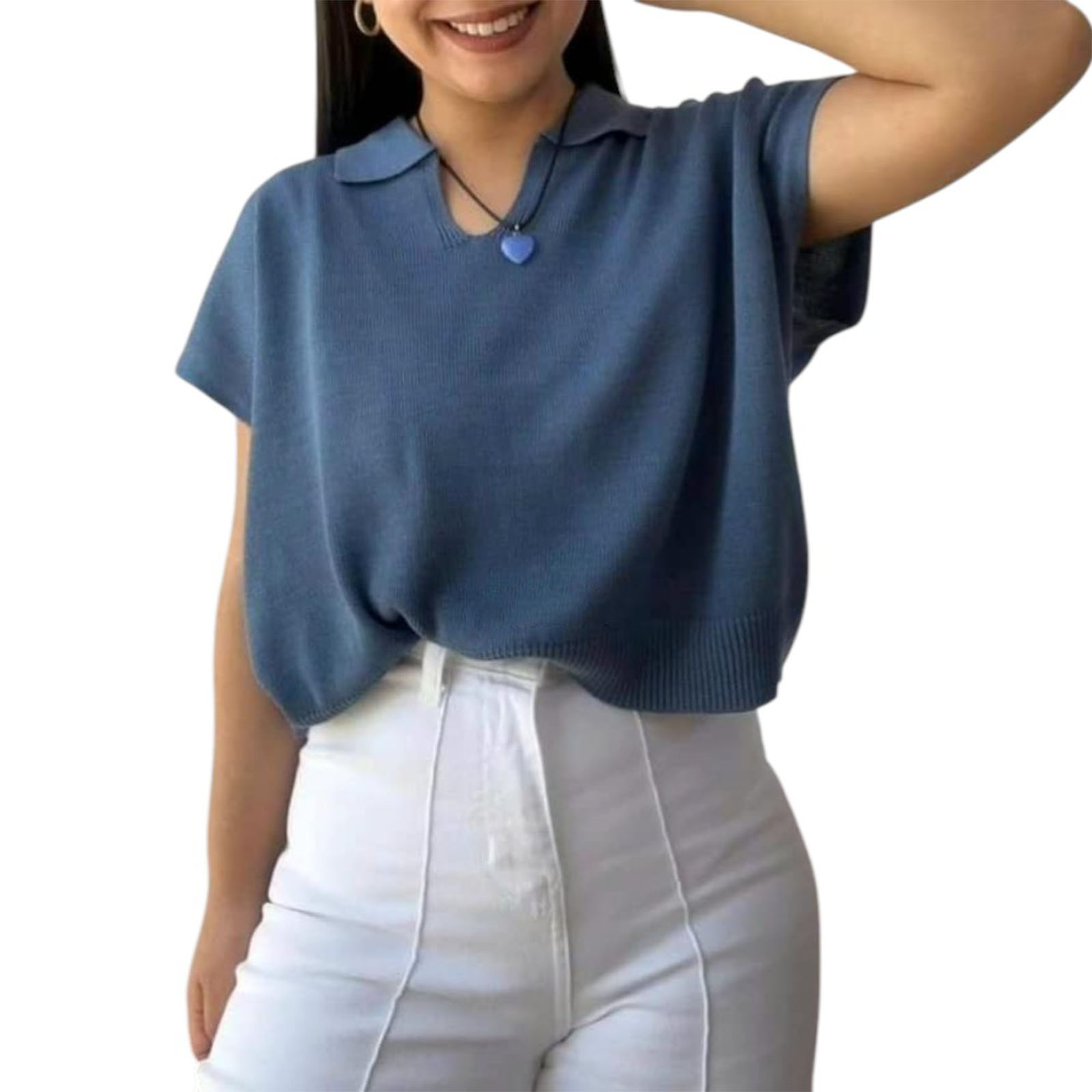 SUETER MUJER HILO MCORTA 359-18 COLOR ACERO - 1