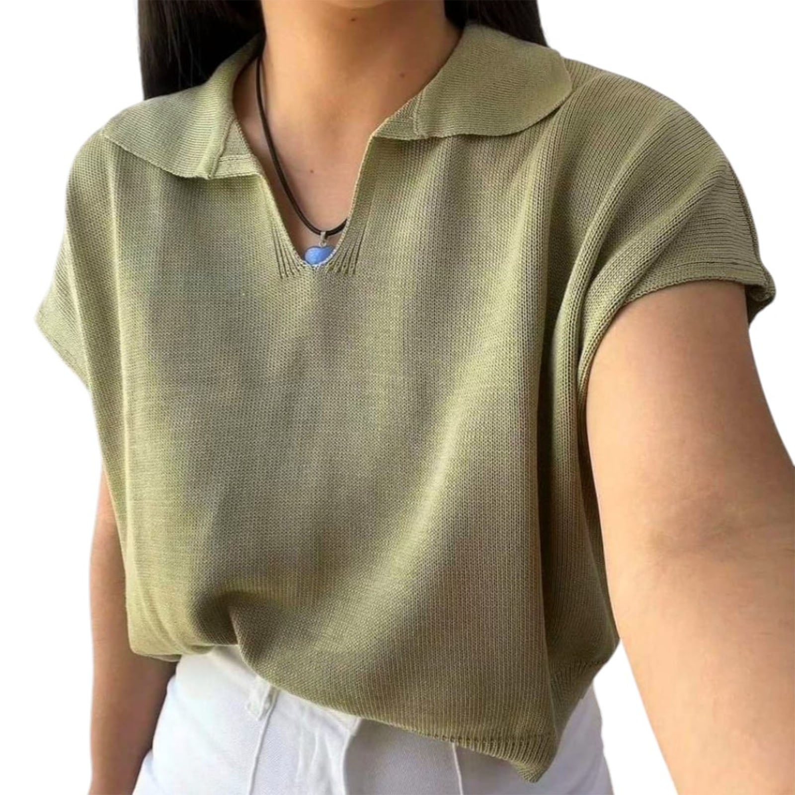 SUETER MUJER HILO MCORTA 359-18 COLOR VERDE - 1