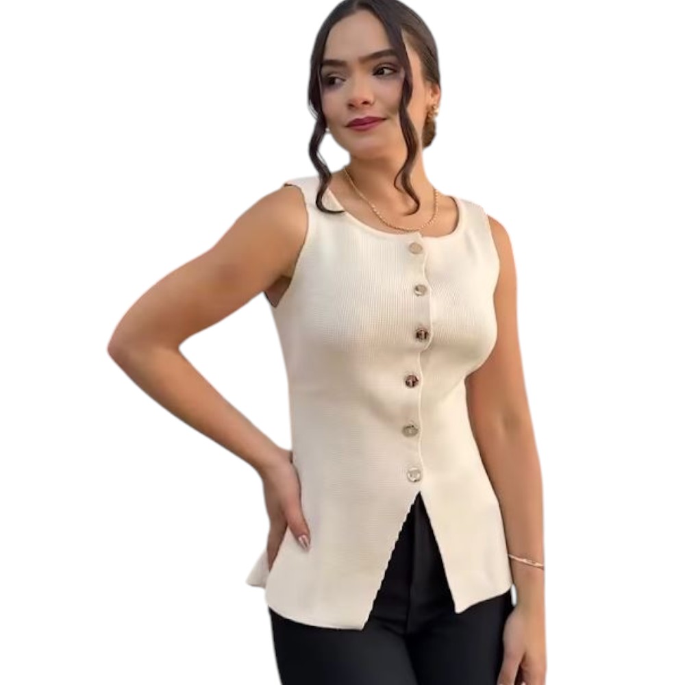 CHALECO MUJER 463G-20 ZHARA HILO COLOR CRUDO - 1