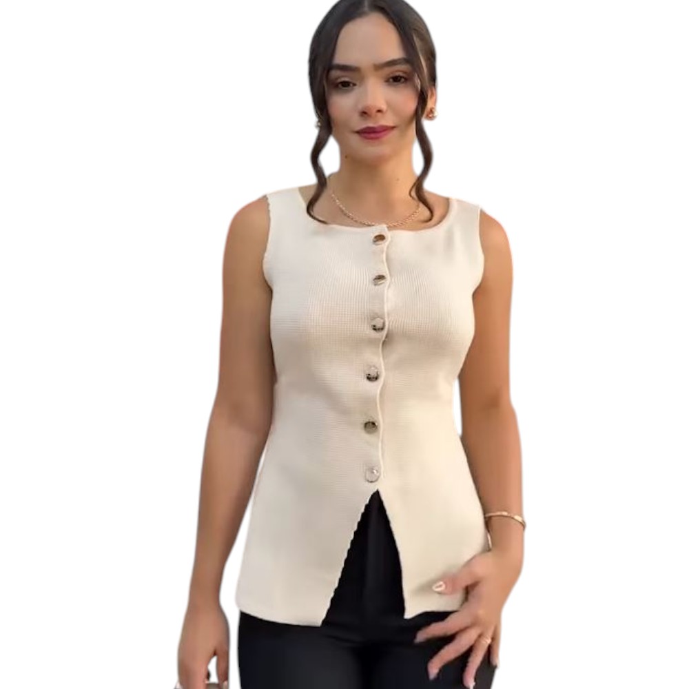 CHALECO MUJER 463G-20 ZHARA HILO COLOR CRUDO - 2