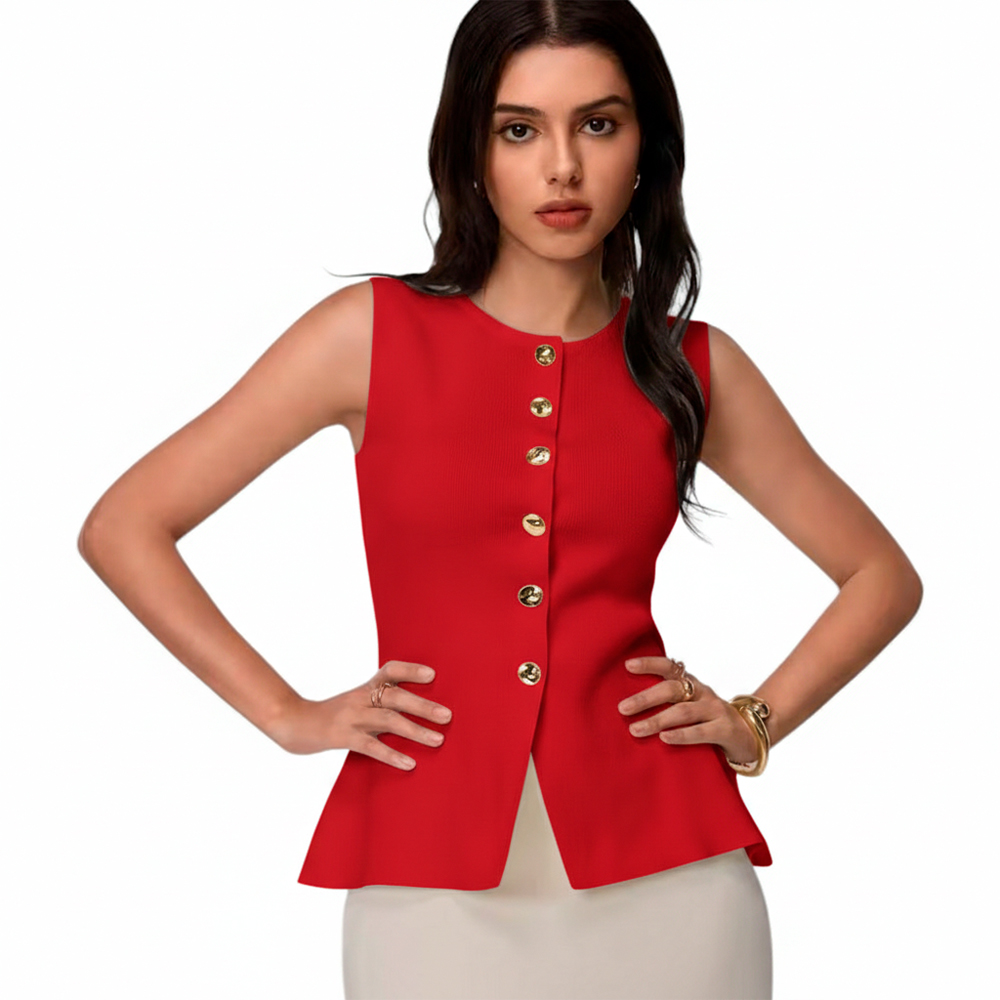 CHALECO MUJER 463G-20 ZHARA HILO COLOR ROJO - 1
