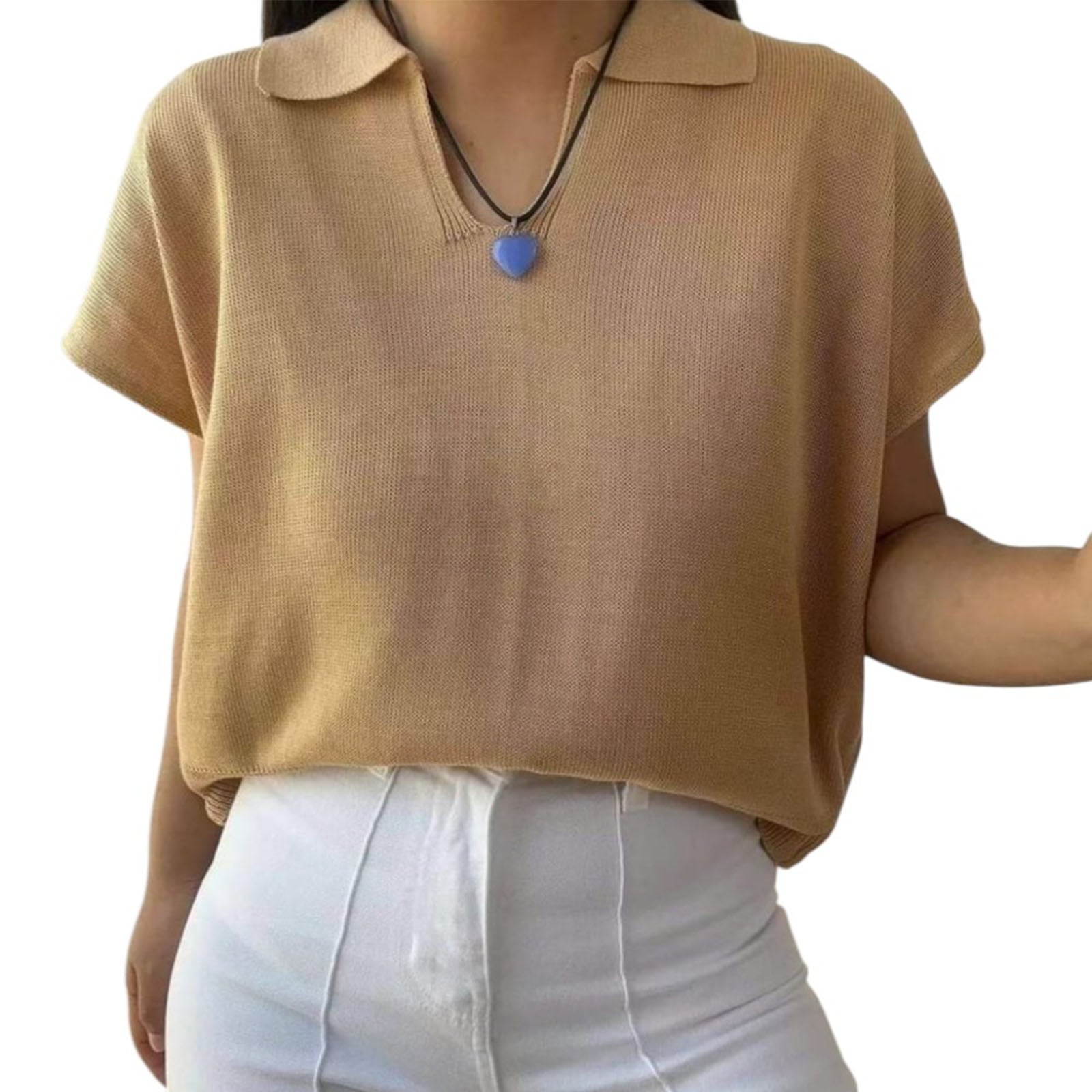 SUETER MUJER HILO MCORTA 359-18 COLOR BEIGE - 1