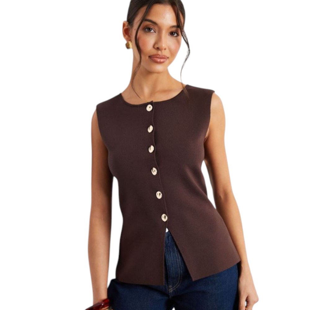 CHALECO MUJER 463G-20 ZHARA HILO COLOR CHOCOLATE - 1