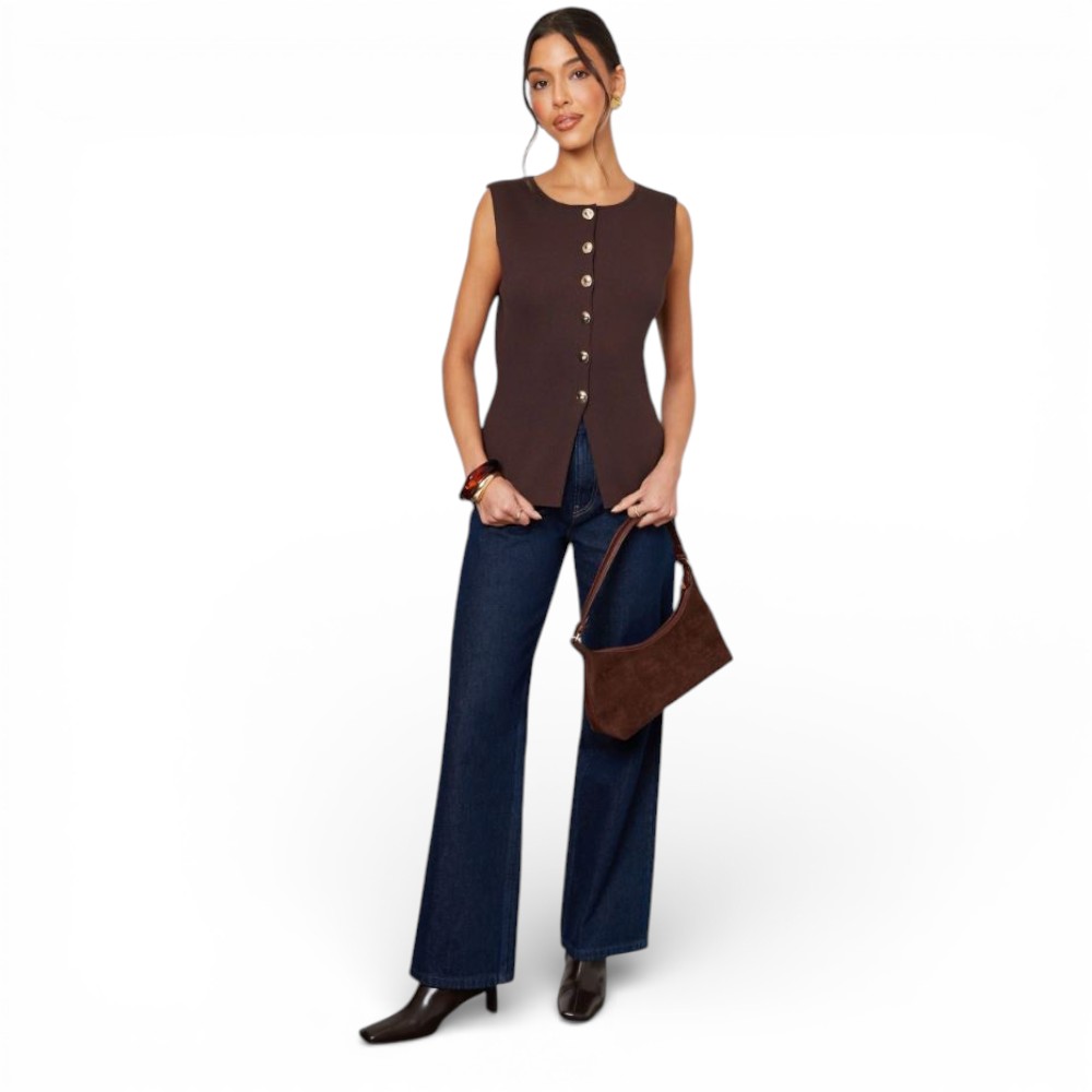 CHALECO MUJER 463G-20 ZHARA HILO COLOR CHOCOLATE - 2