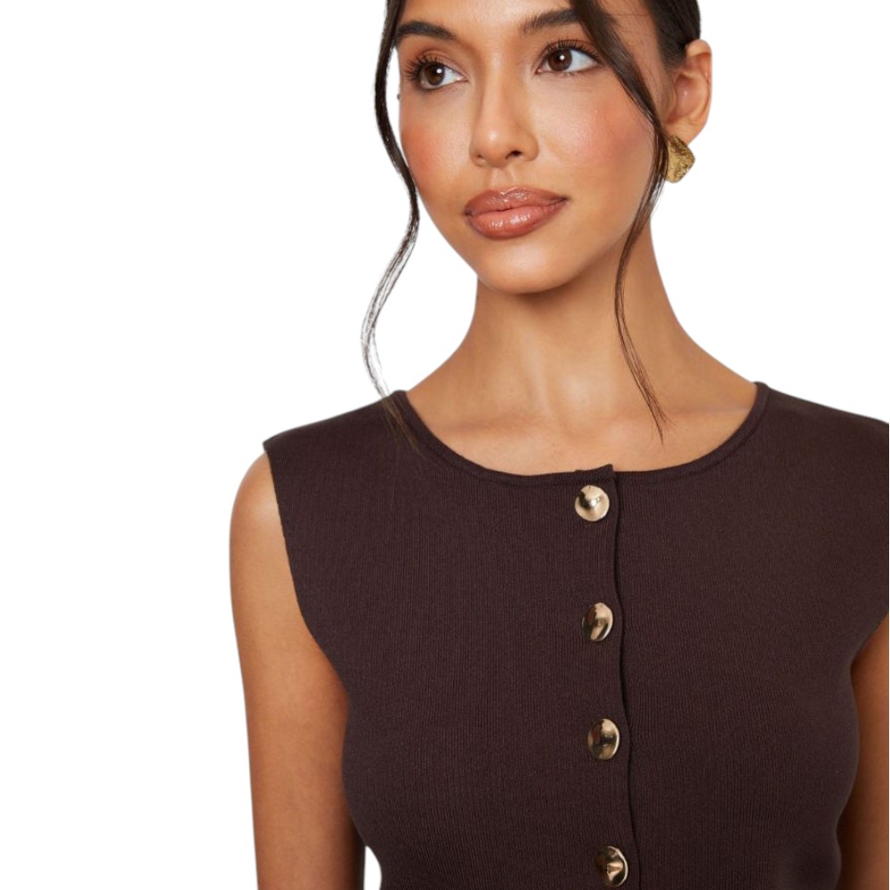 CHALECO MUJER 463G-20 ZHARA HILO COLOR CHOCOLATE - 4