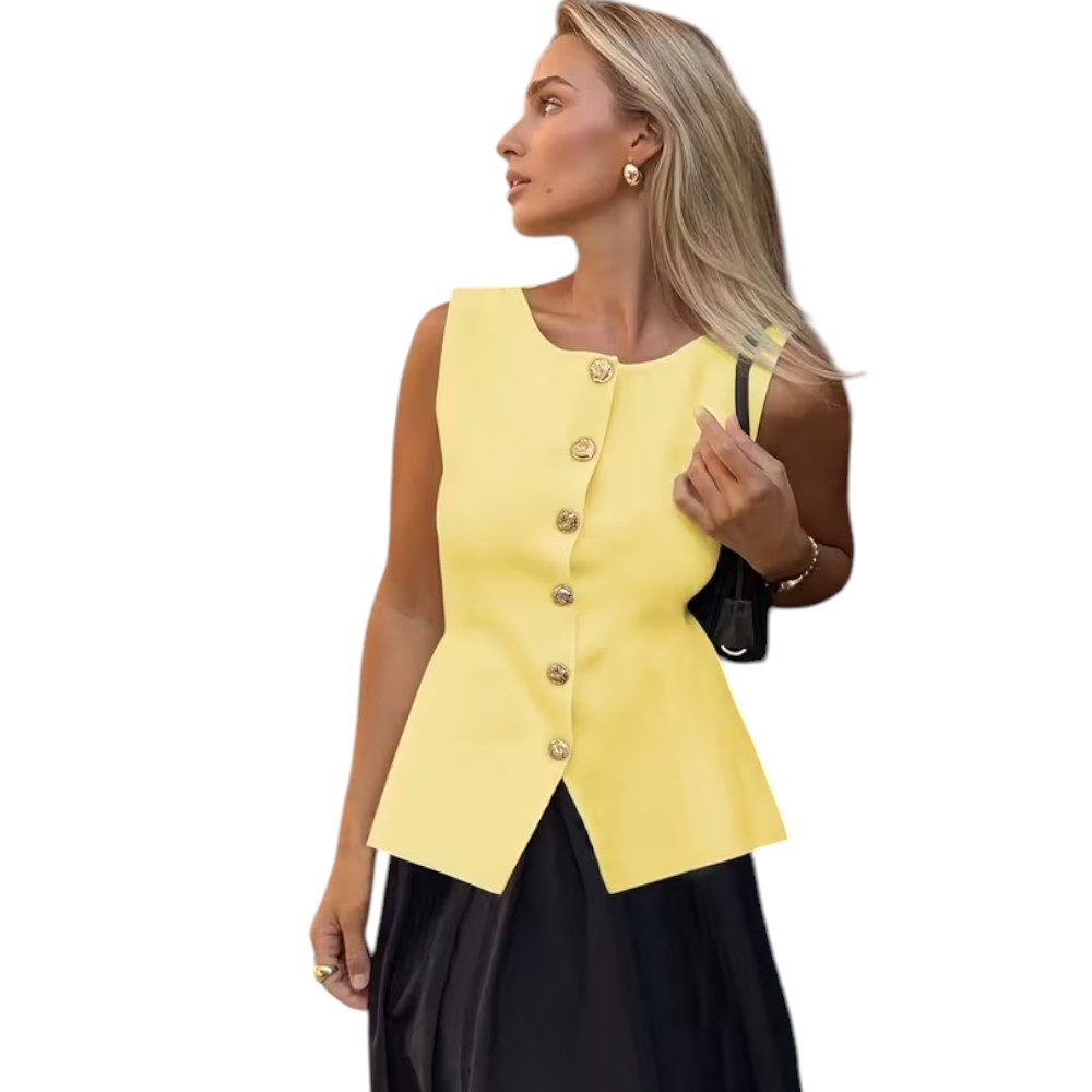 CHALECO MUJER 463G-20 ZHARA HILO COLOR AMARILLO - 1