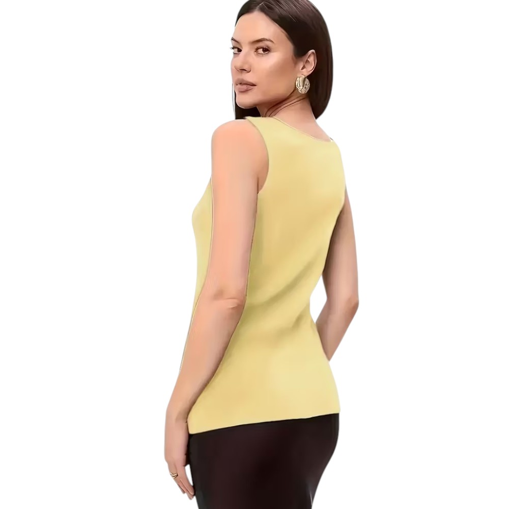 CHALECO MUJER 463G-20 ZHARA HILO COLOR AMARILLO - 2