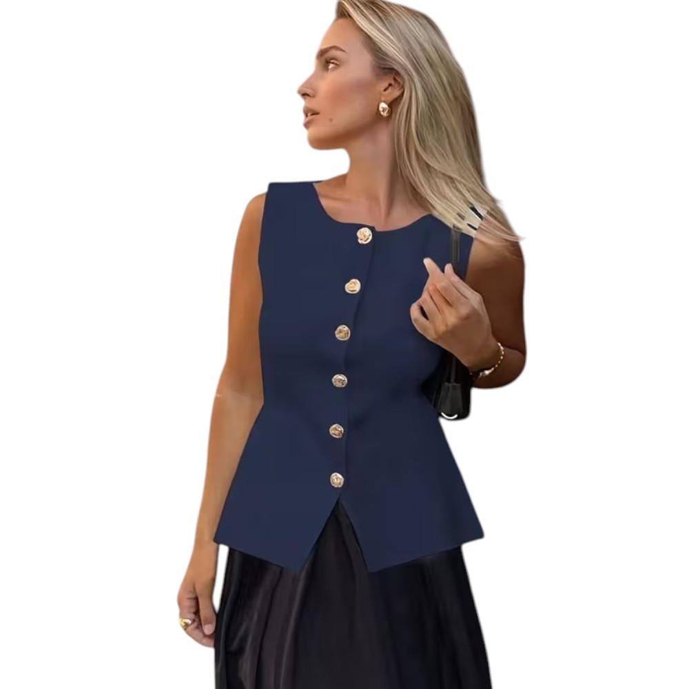 CHALECO MUJER 463G-20 ZHARA HILO COLOR AZUL GRAFITO - 1