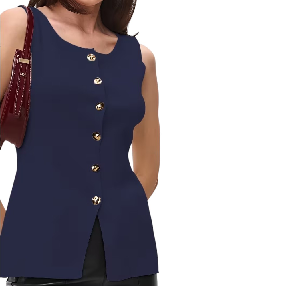 CHALECO MUJER 463G-20 ZHARA HILO COLOR AZUL GRAFITO - 3