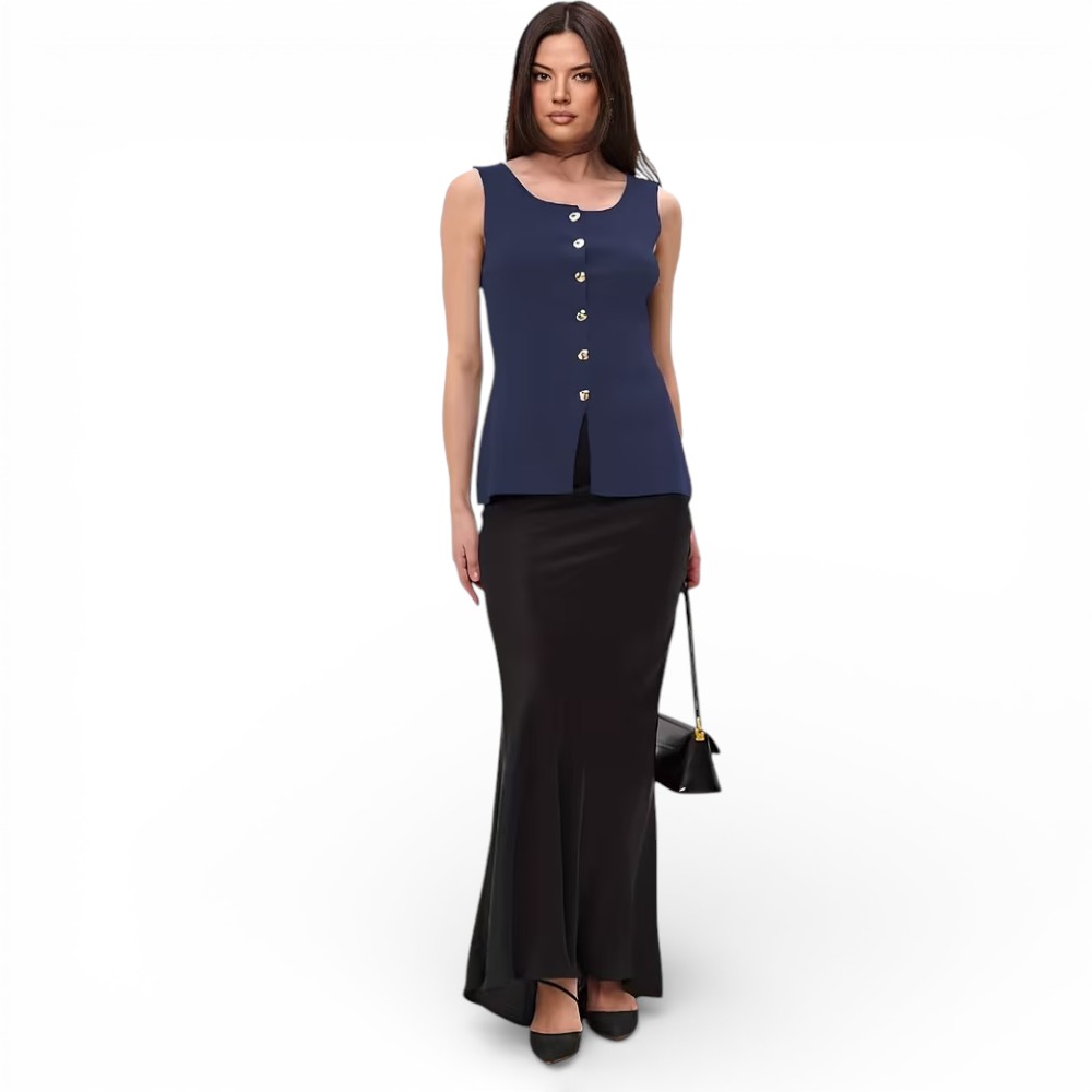 CHALECO MUJER 463G-20 ZHARA HILO COLOR AZUL GRAFITO - 4