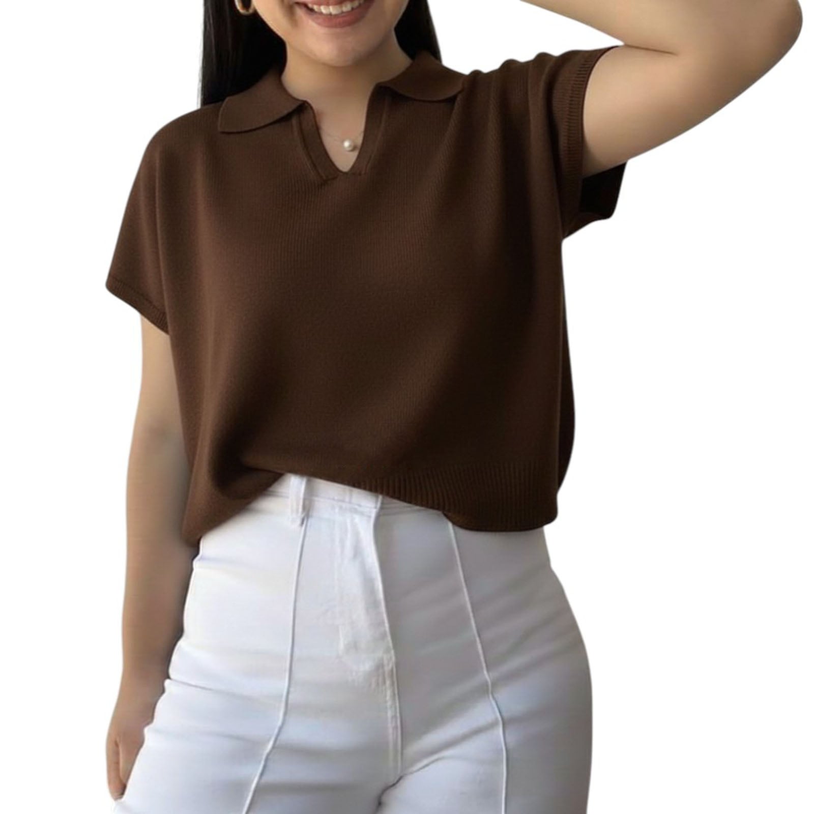 SUETER MUJER HILO MCORTA 359-18 COLOR MARRON - 1