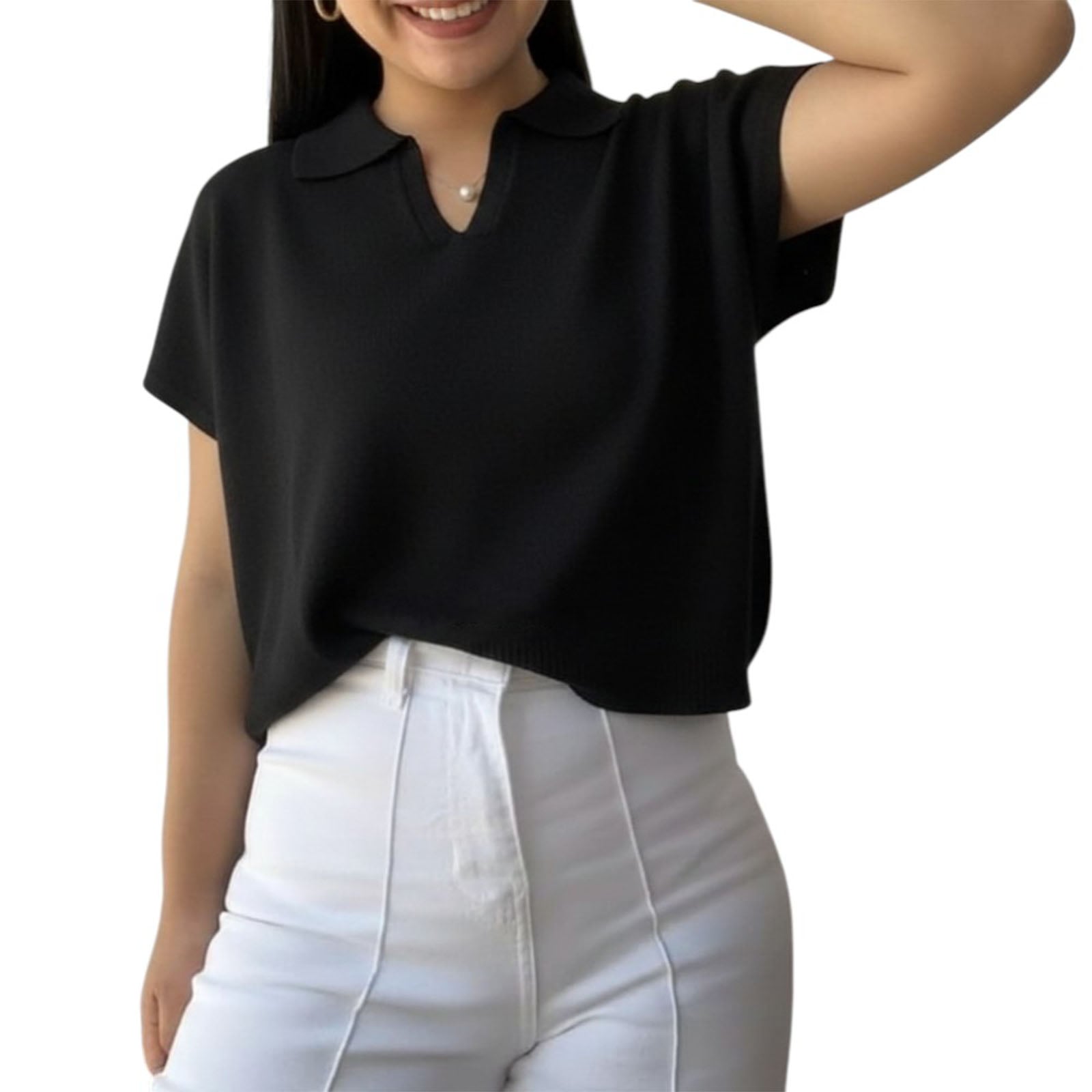 SUETER MUJER HILO MCORTA 359-18 COLOR NEGRO - 1