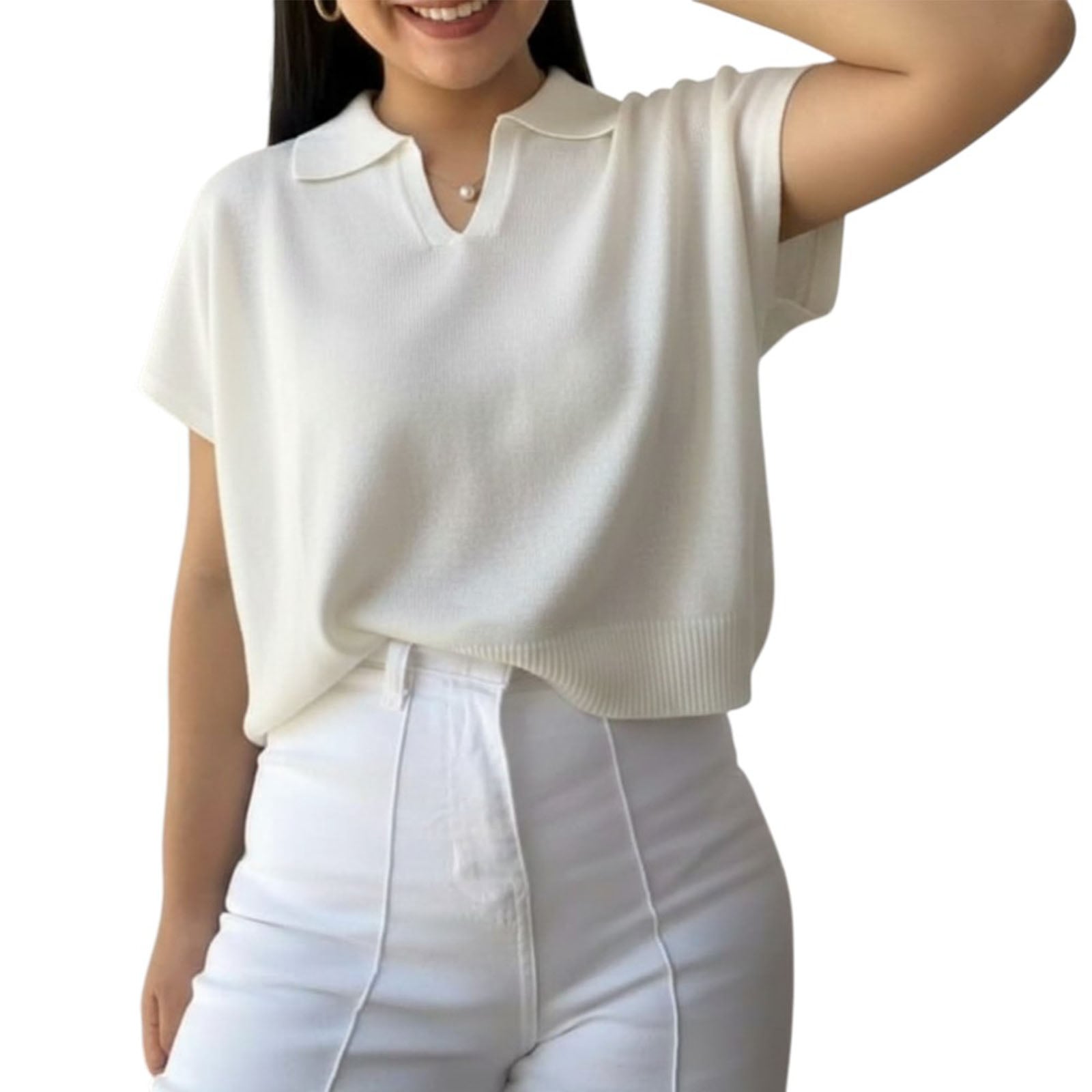 SUETER MUJER HILO MCORTA 359-18 COLOR PERLA - 1