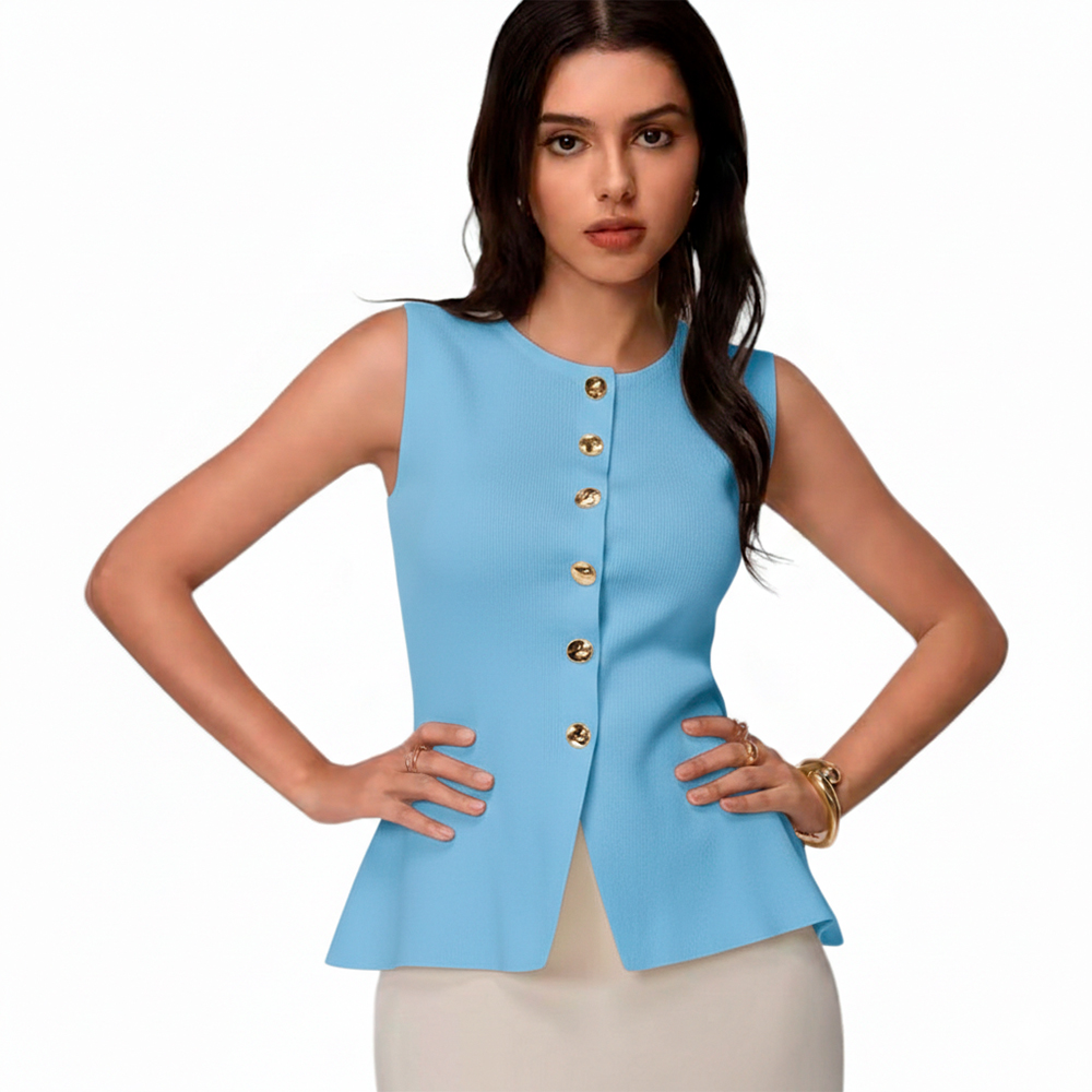 CHALECO MUJER 463G-20 ZHARA HILO COLOR CELESTE - 1