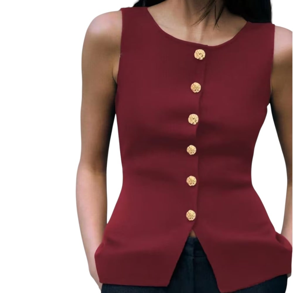 CHALECO MUJER 463G-20 ZHARA HILO COLOR VINO - 4