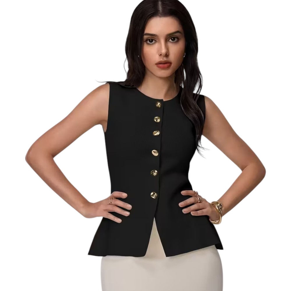 CHALECO MUJER 463G-20 ZHARA HILO COLOR NEGRO - 4