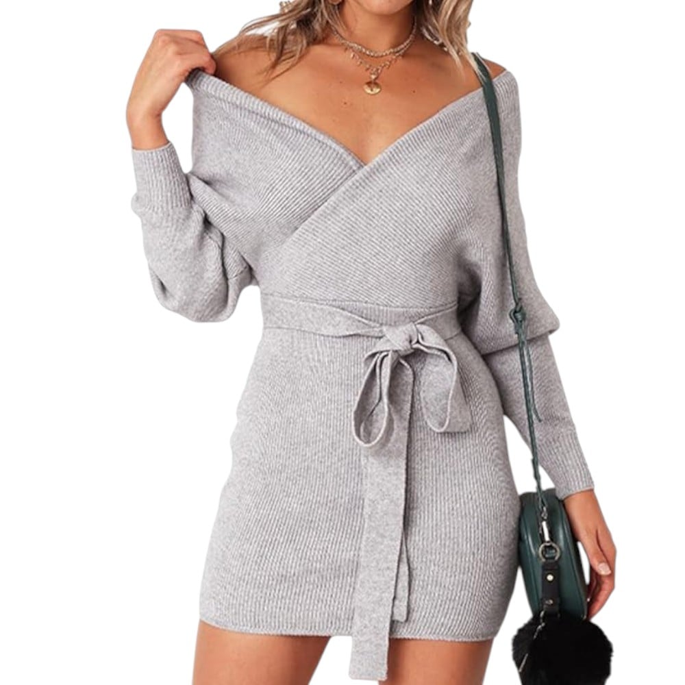 VESTIDO MURCIELAGO ML INCLUYE LAZO PARA AMARRAR TIC-22 COLOR MELANGE - 2