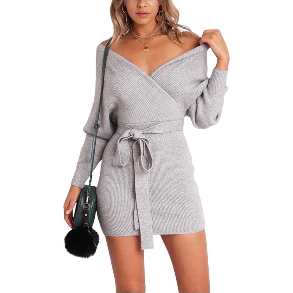 VESTIDO MURCIELAGO ML INCLUYE LAZO PARA AMARRAR TIC-22 COLOR MELANGE - 3