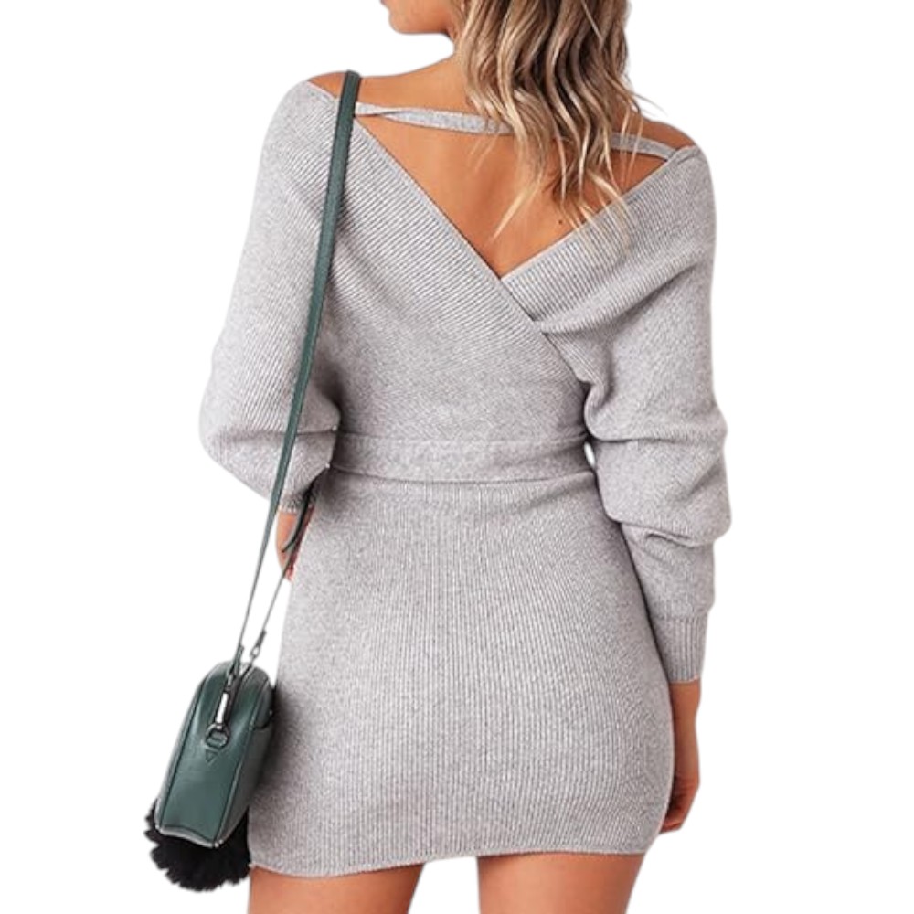 VESTIDO MURCIELAGO ML INCLUYE LAZO PARA AMARRAR TIC-22 COLOR MELANGE - 4