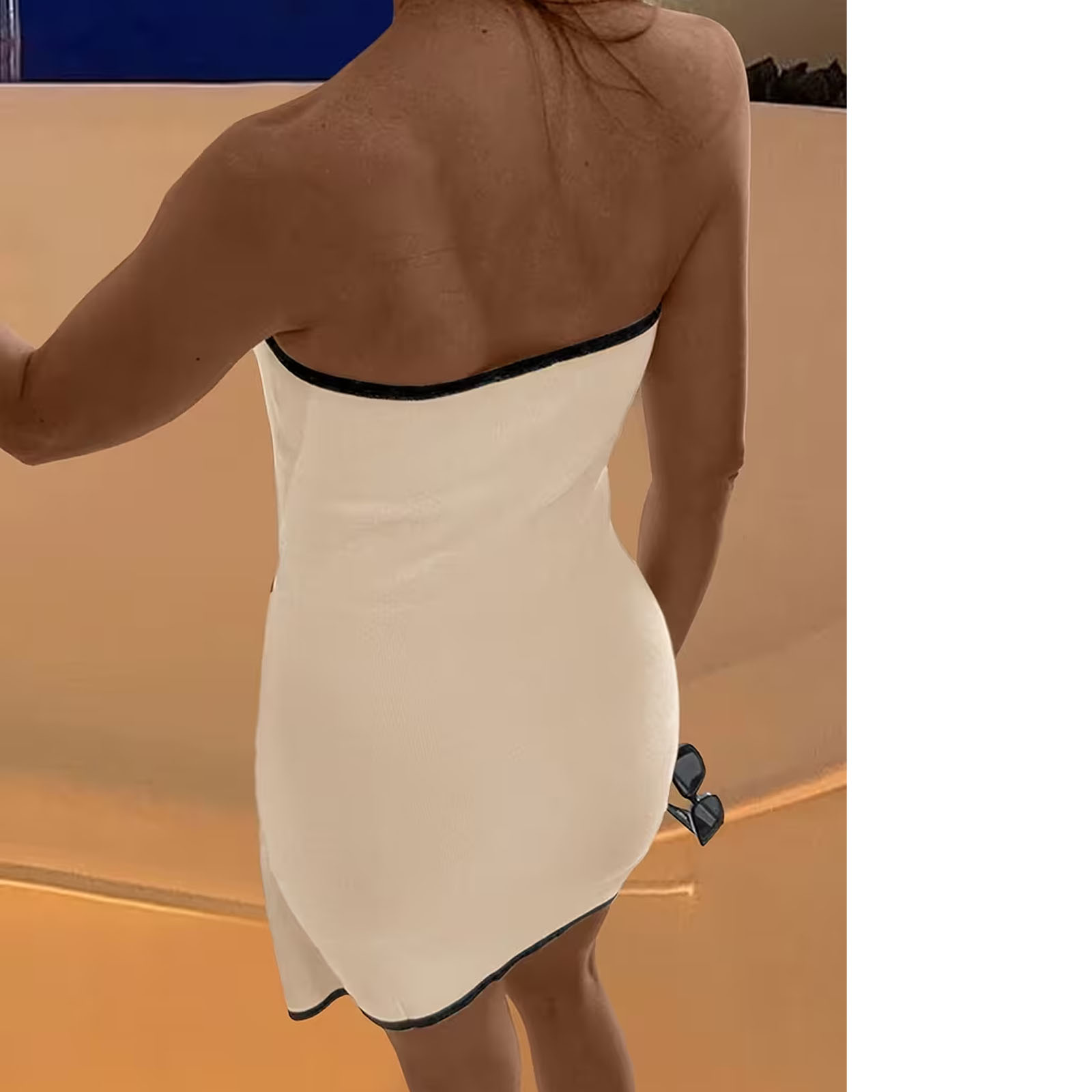 VESTIDO HILO DOBLE FALDA 359-25 COLOR PERLA - 3