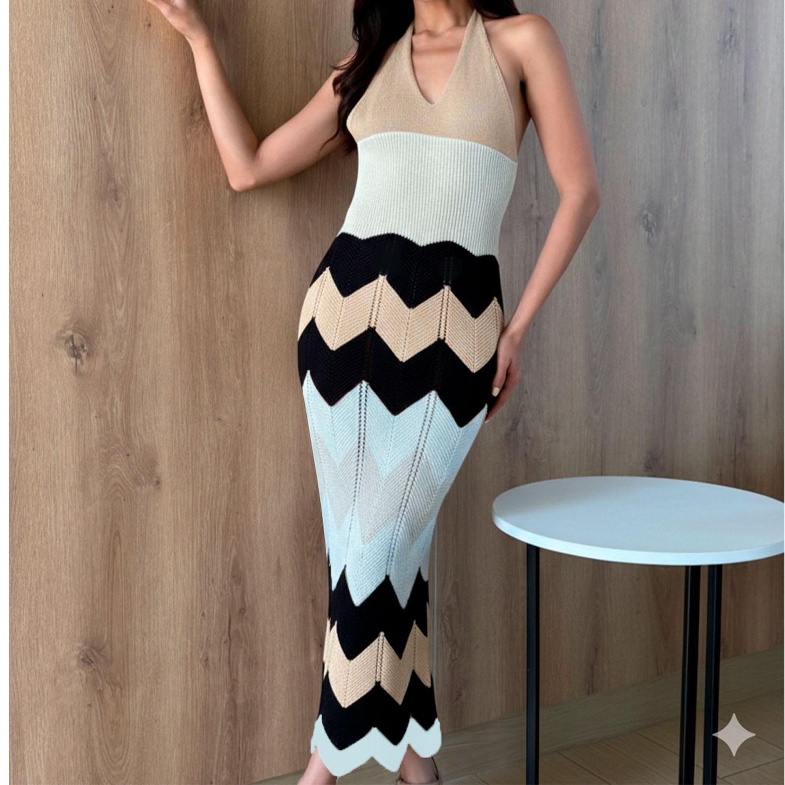 VESTIDO MUJER ALOJA MAXI 359-28 COLOR BEIGE - 1