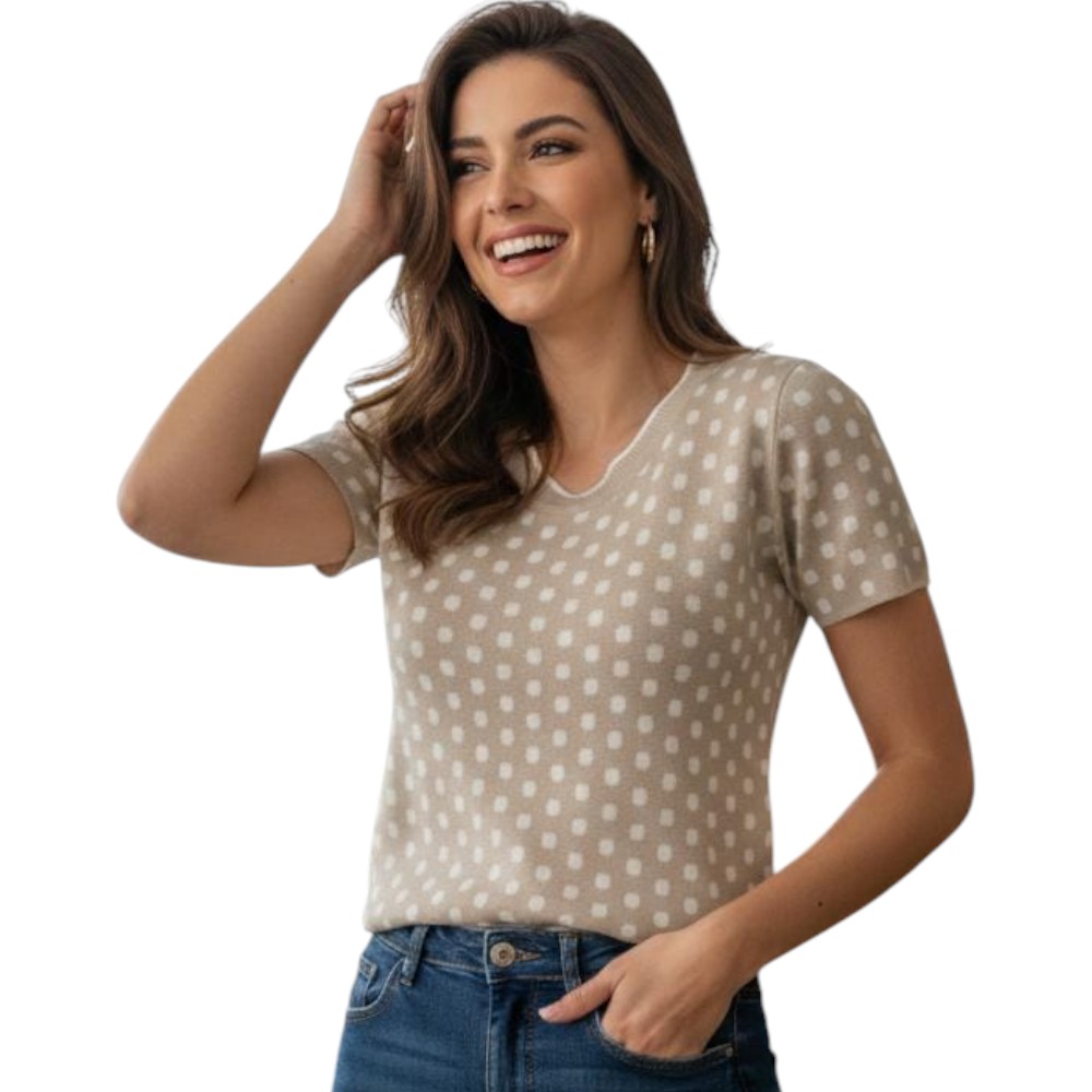 POLO MUJER PUNTOS HILO DOMI 464-18 TACTO ALGODON COLOR BEIGE - 1